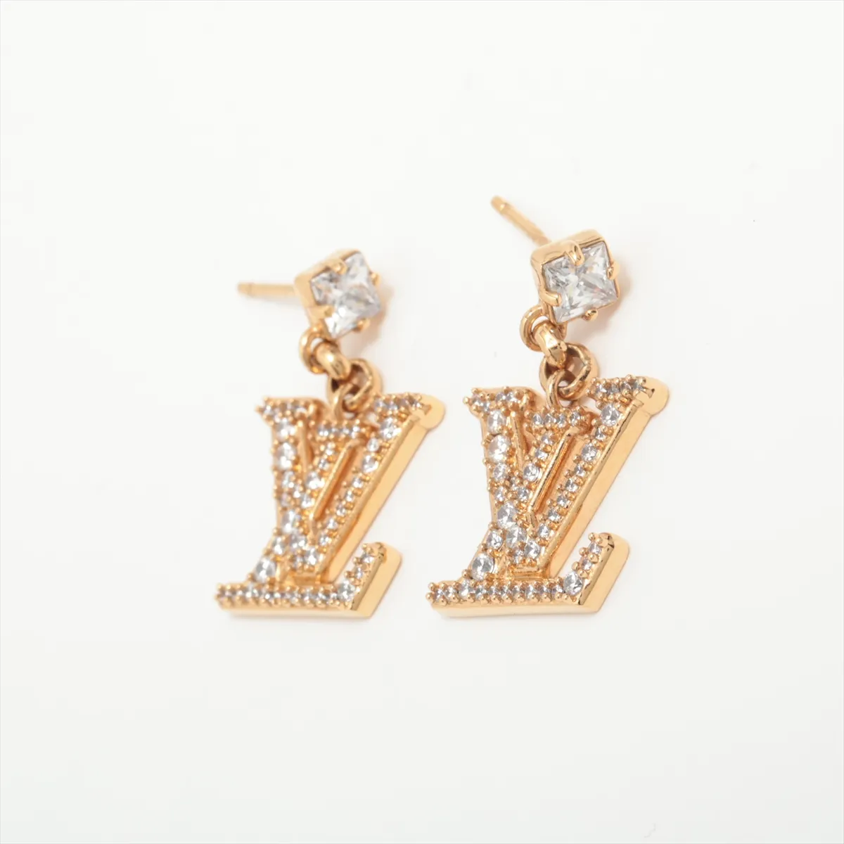 M01844 Earrings Lady LV TE4214 Earrings (for both ears) GP x Rhinestone Gold — view 3