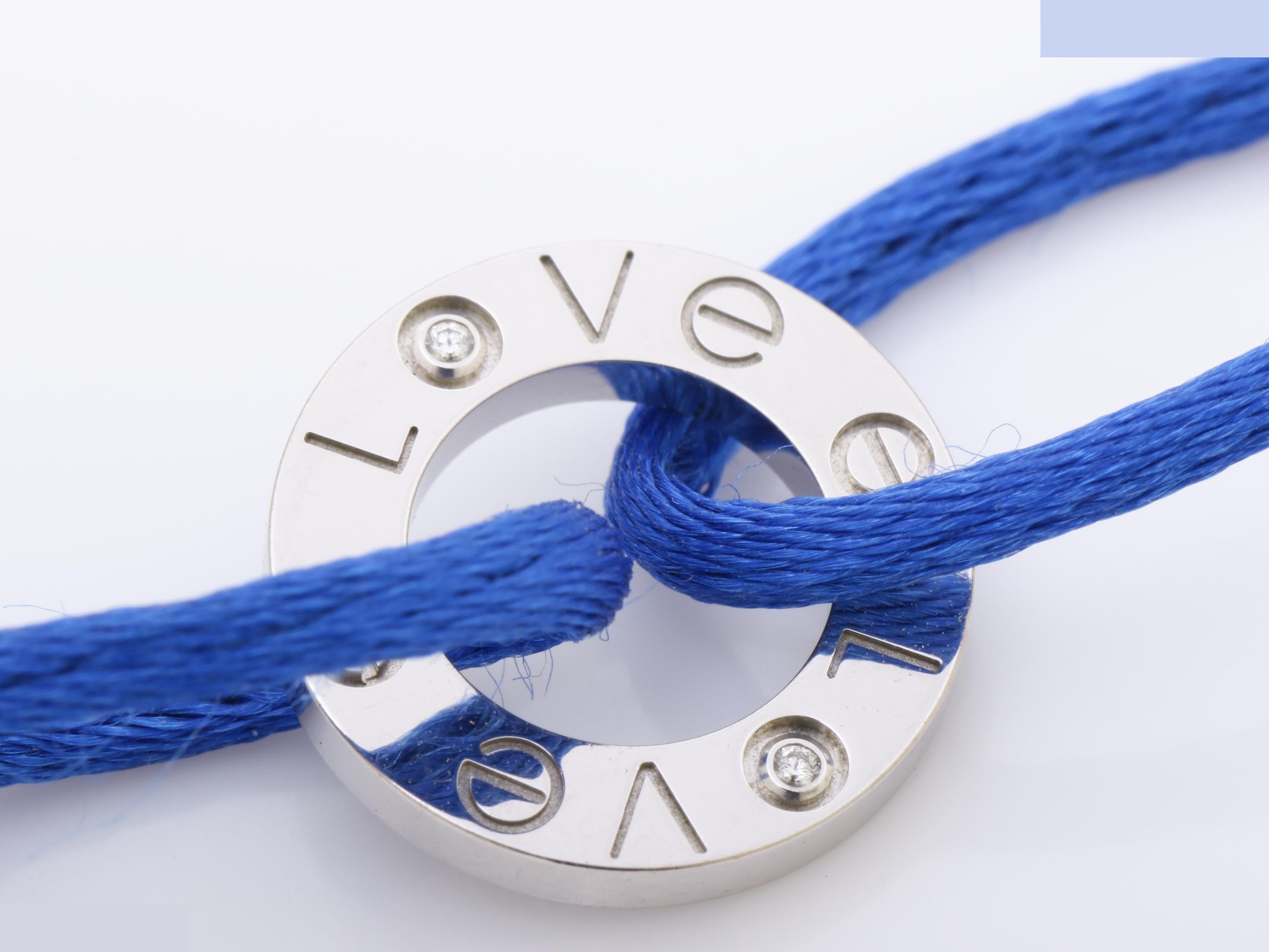 Love Series Bracelet/Bangle, Silk Cord, 750WG, Diamond — view 2