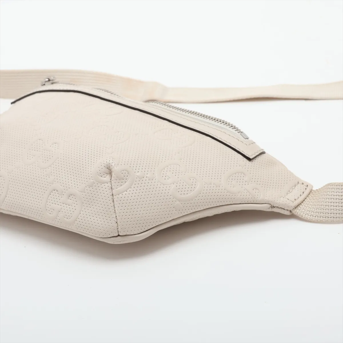 GG Embossed 658582 Perforated Leather Body Bag, White — view 3