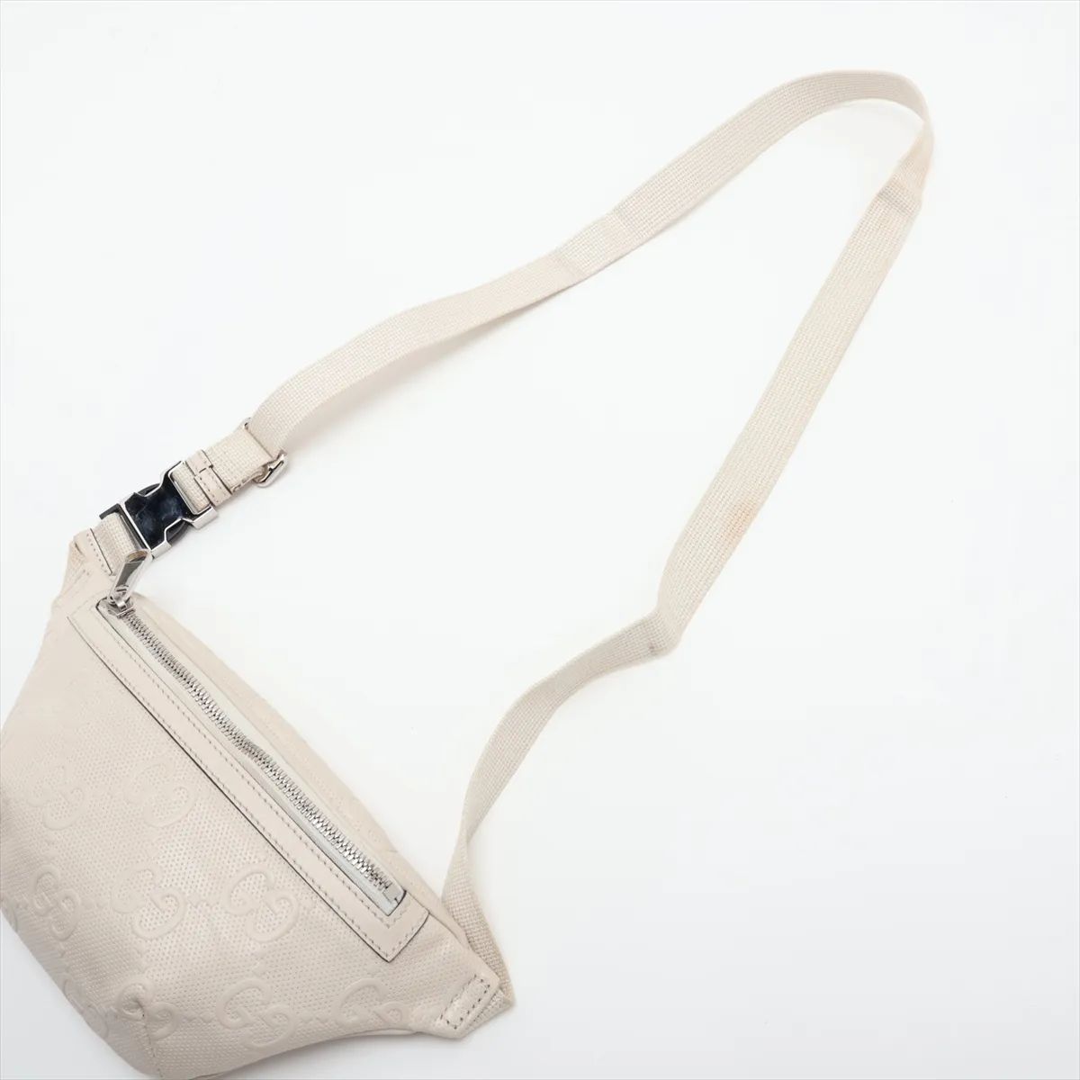 GG Embossed 658582 Perforated Leather Body Bag, White — view 5