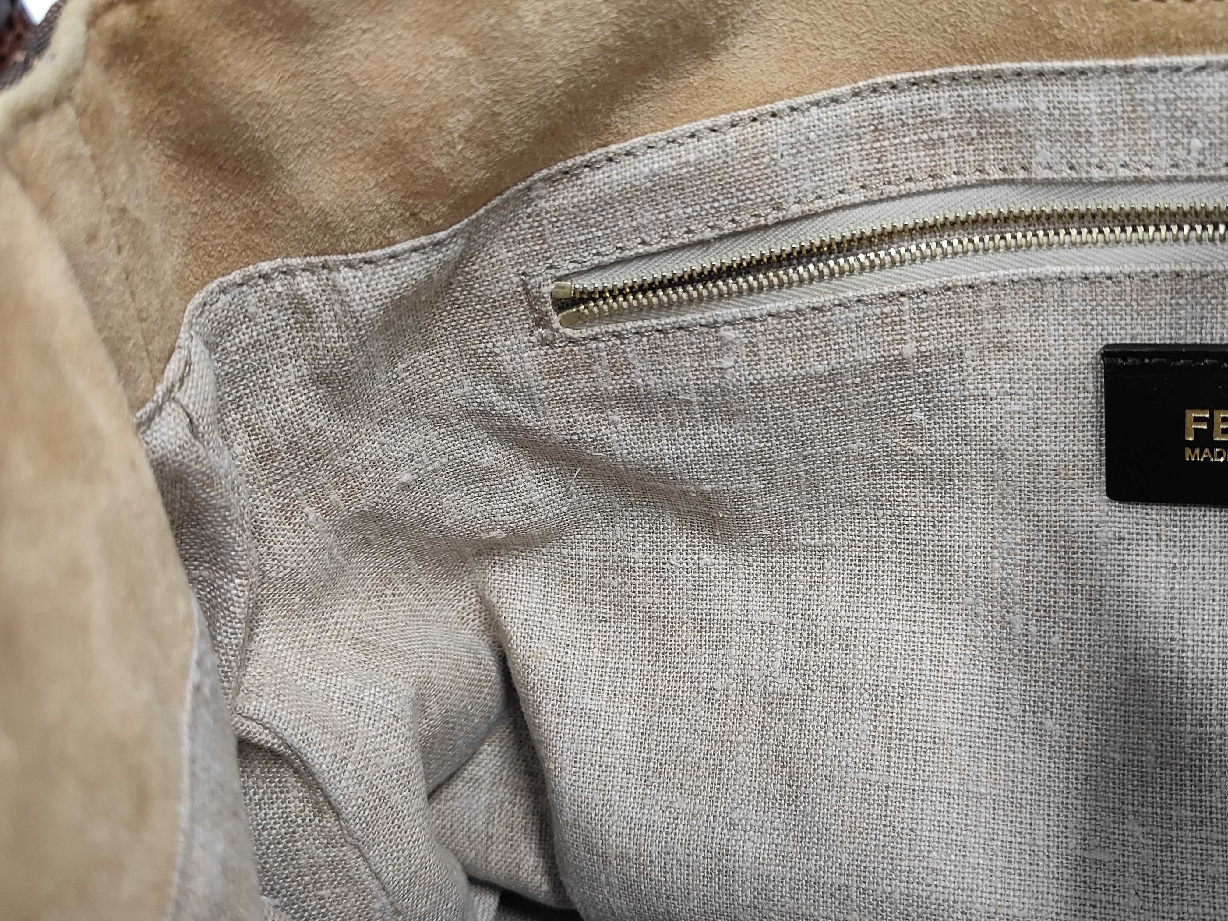Pecan Canvas x Leather Shoulder Bag — view 9