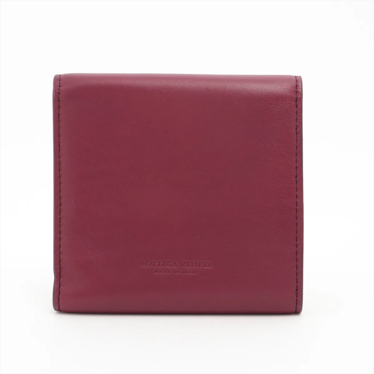 Leather Compact Wallet, Red — view 2