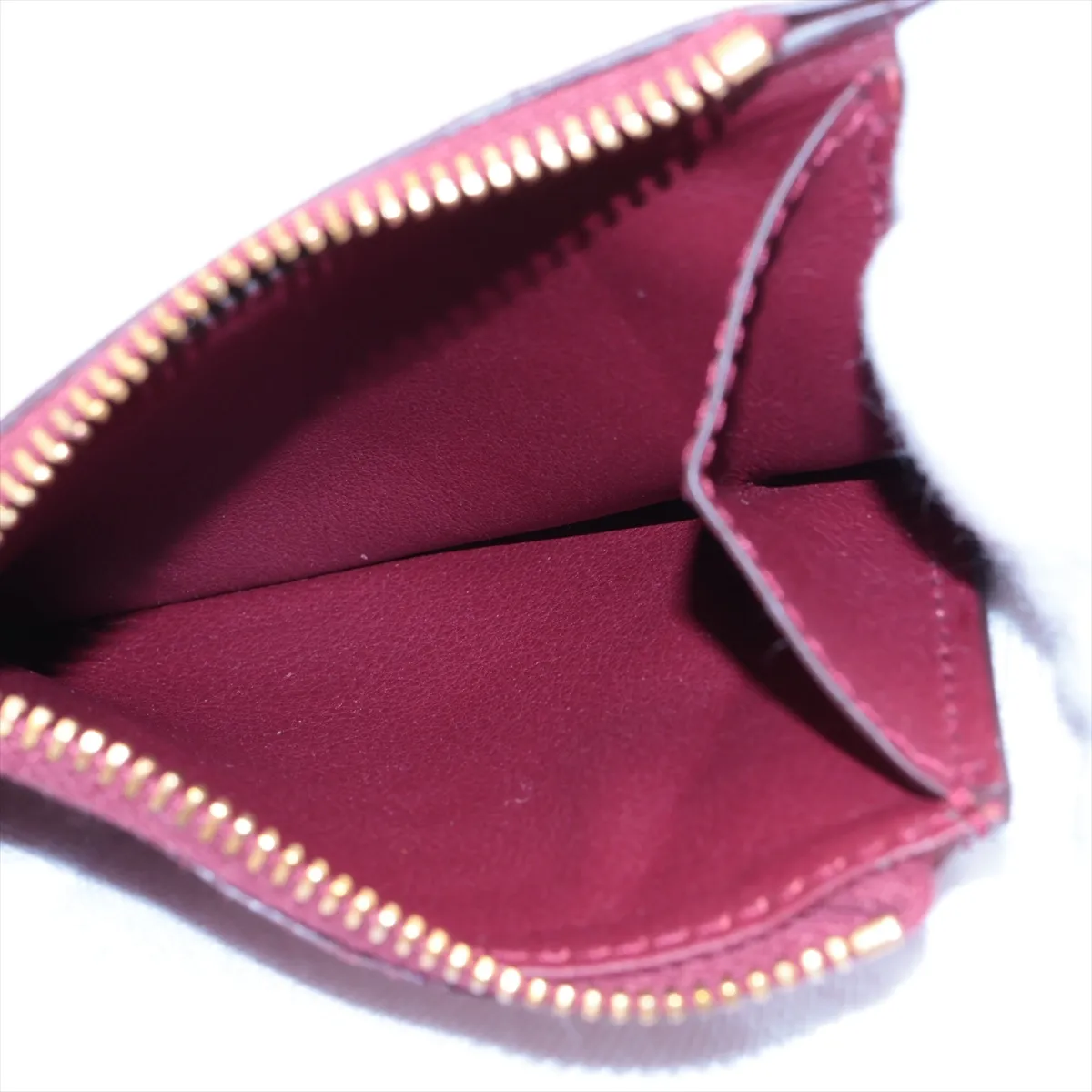 Leather Compact Wallet, Red — view 6