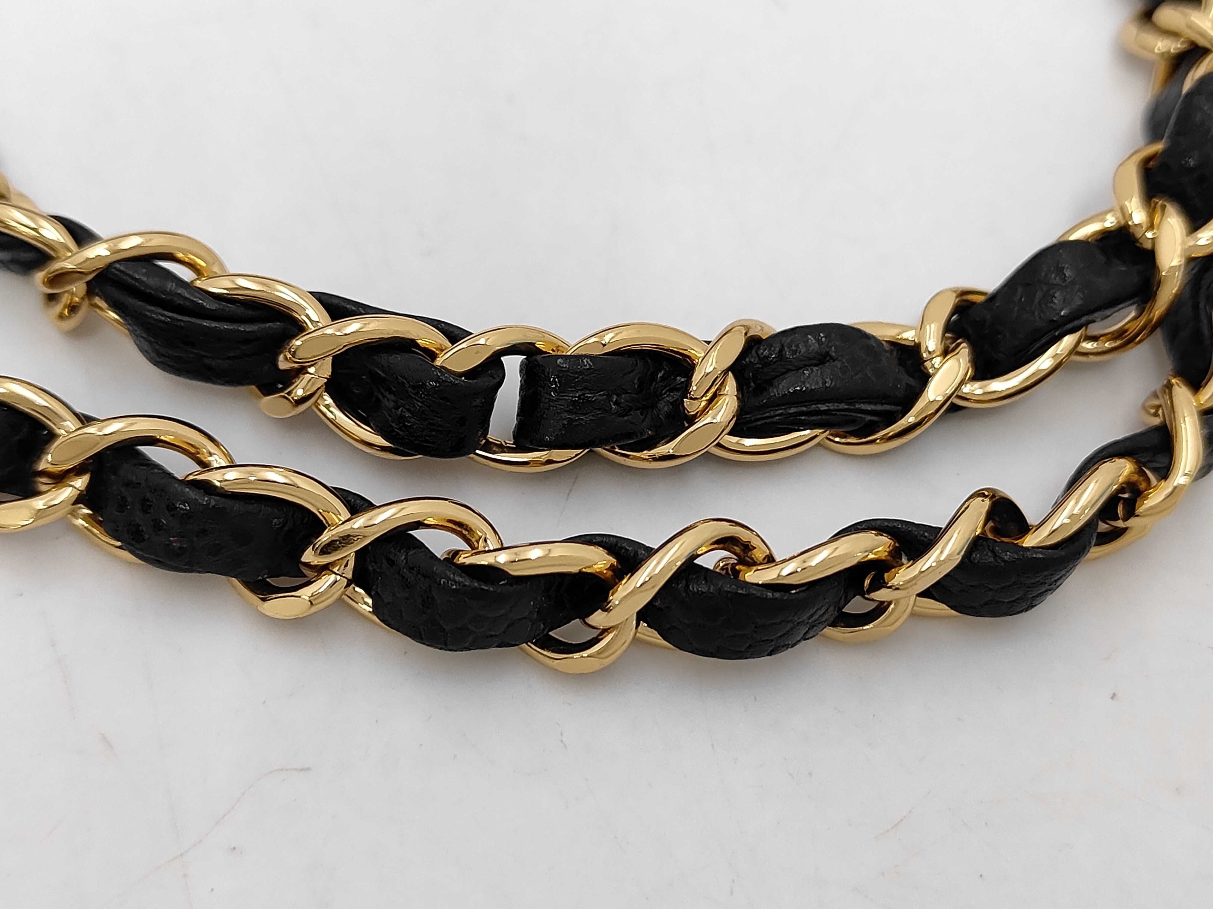 Matelassé Double Flap Chain Shoulder Bag, Black Caviar Leather, Gold Hardware. — view 4