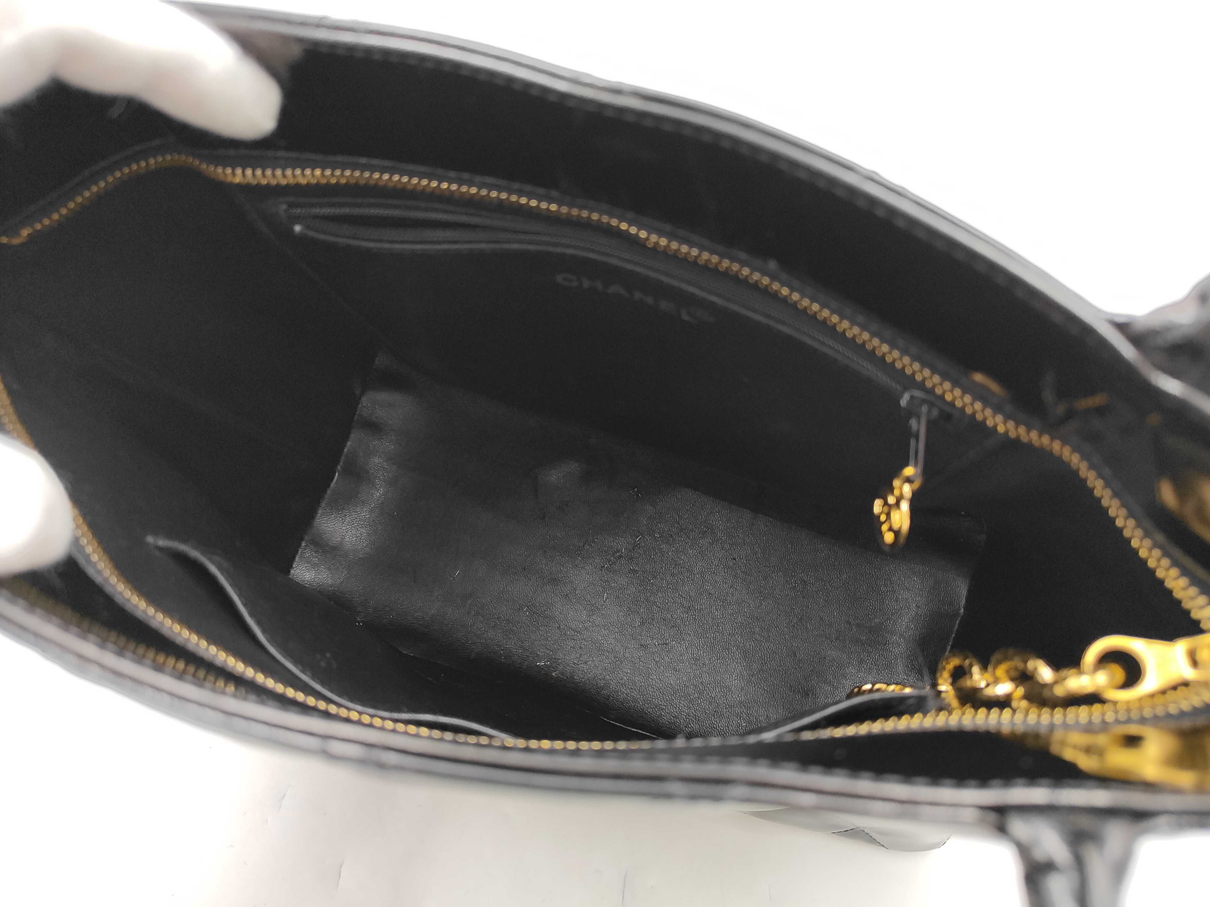 Reissue Patent Leather Tote Bag, Black with Gold Hardware, 4973662 (Handbag) — view 9