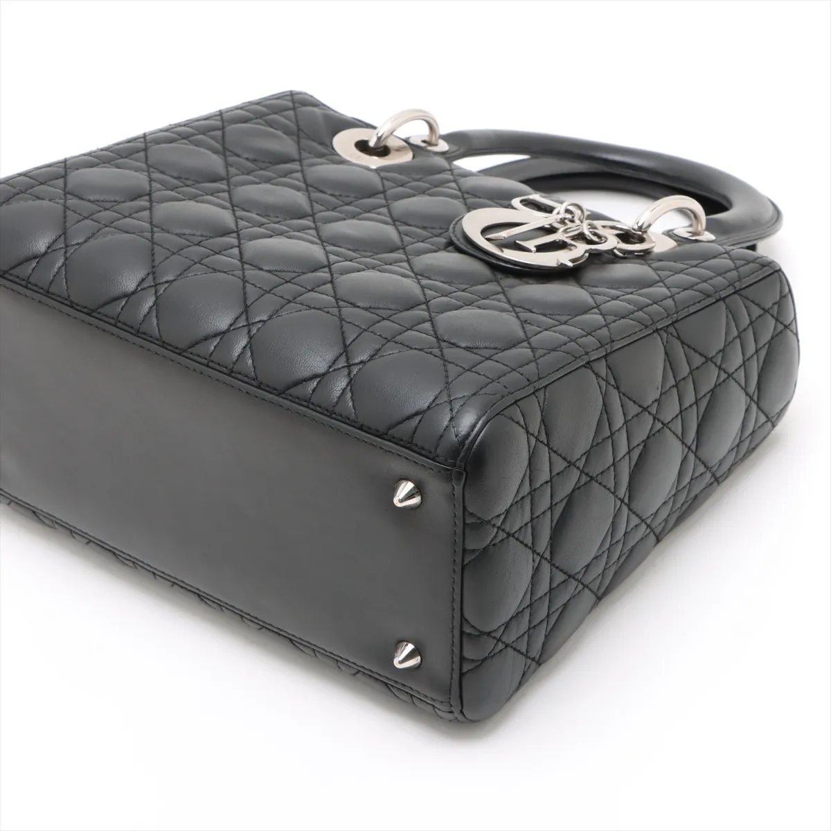 Lady Dior Cannage Leather 2WAY Handbag Black — view 3