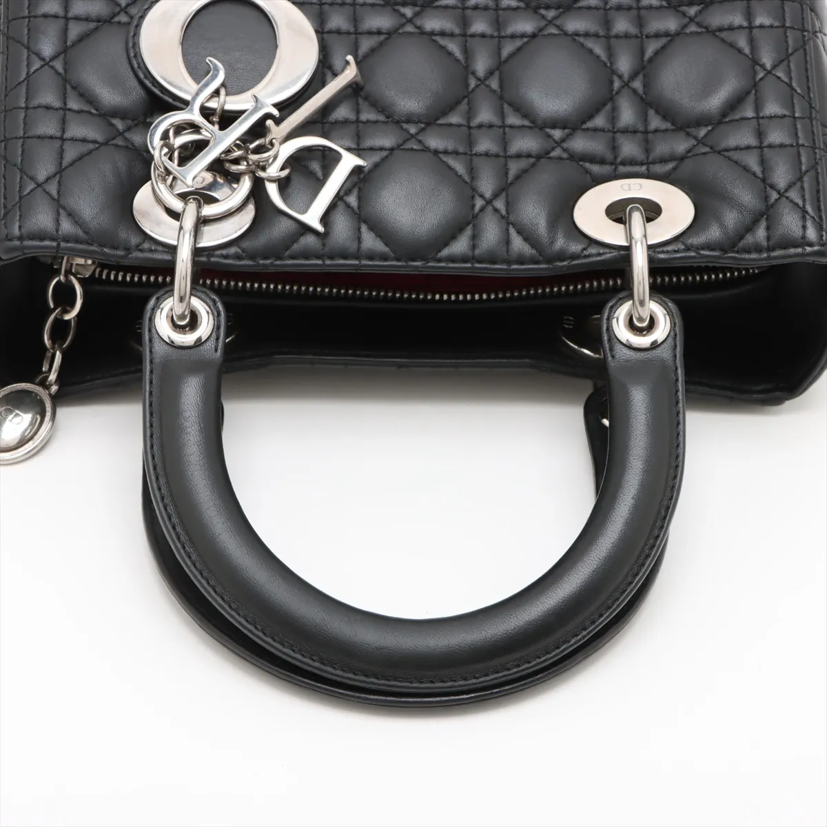 Lady Dior Cannage Leather 2WAY Handbag Black — view 5