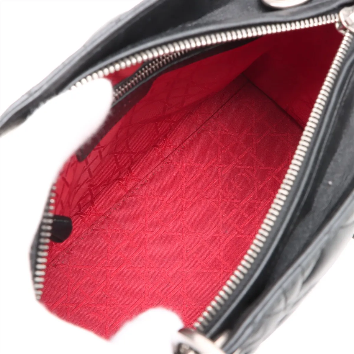 Lady Dior Cannage Leather 2WAY Handbag Black — view 8