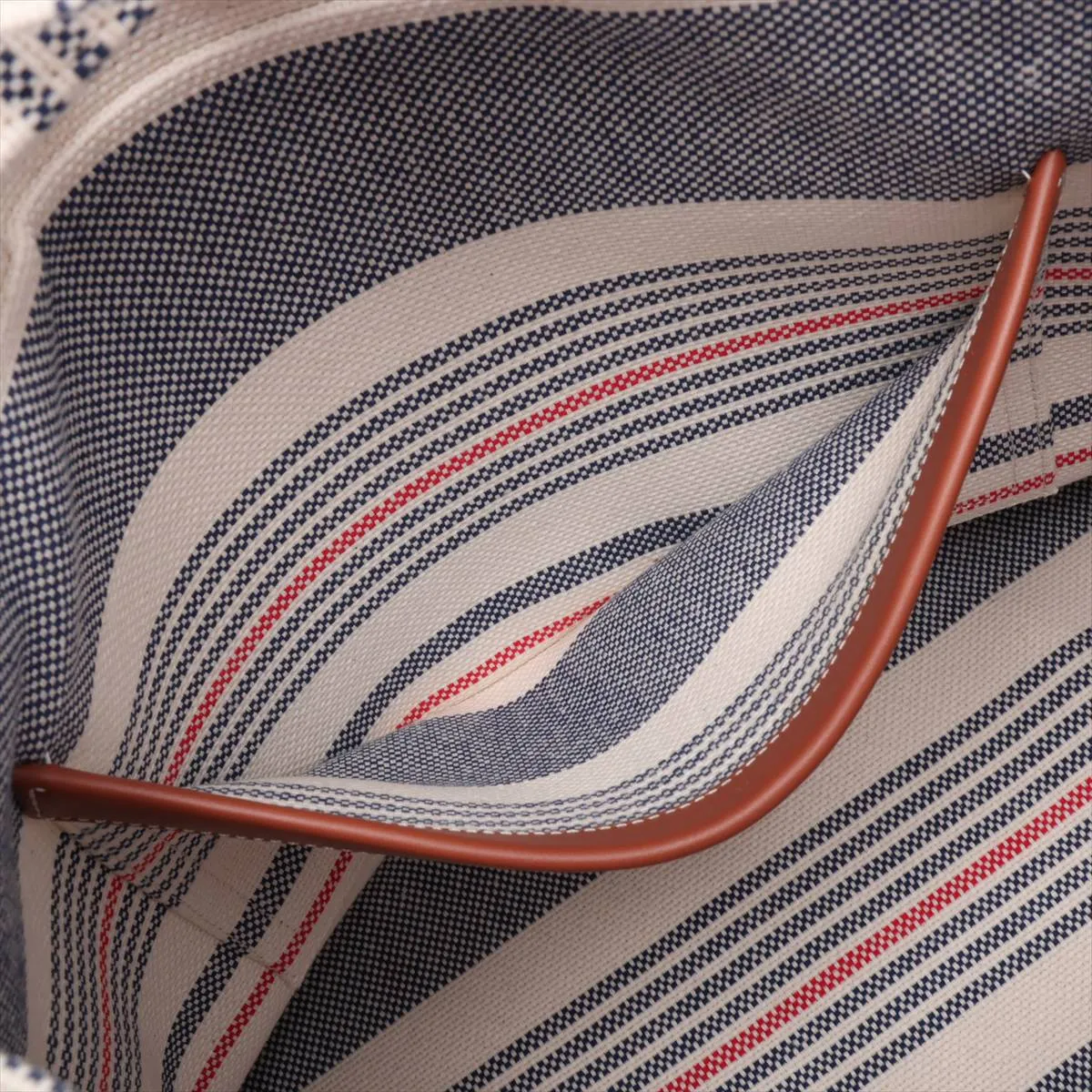 Triomphe Canvas x Leather Tote Bag, Blue x White — view 8