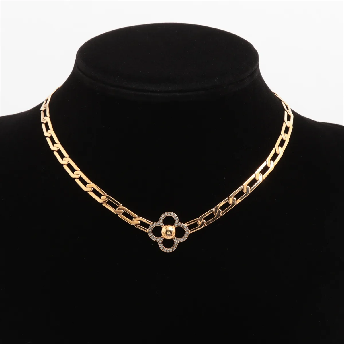 M66092 Collier Flower Power LE0170 Necklace GP x Rhinestone Gold — view 5