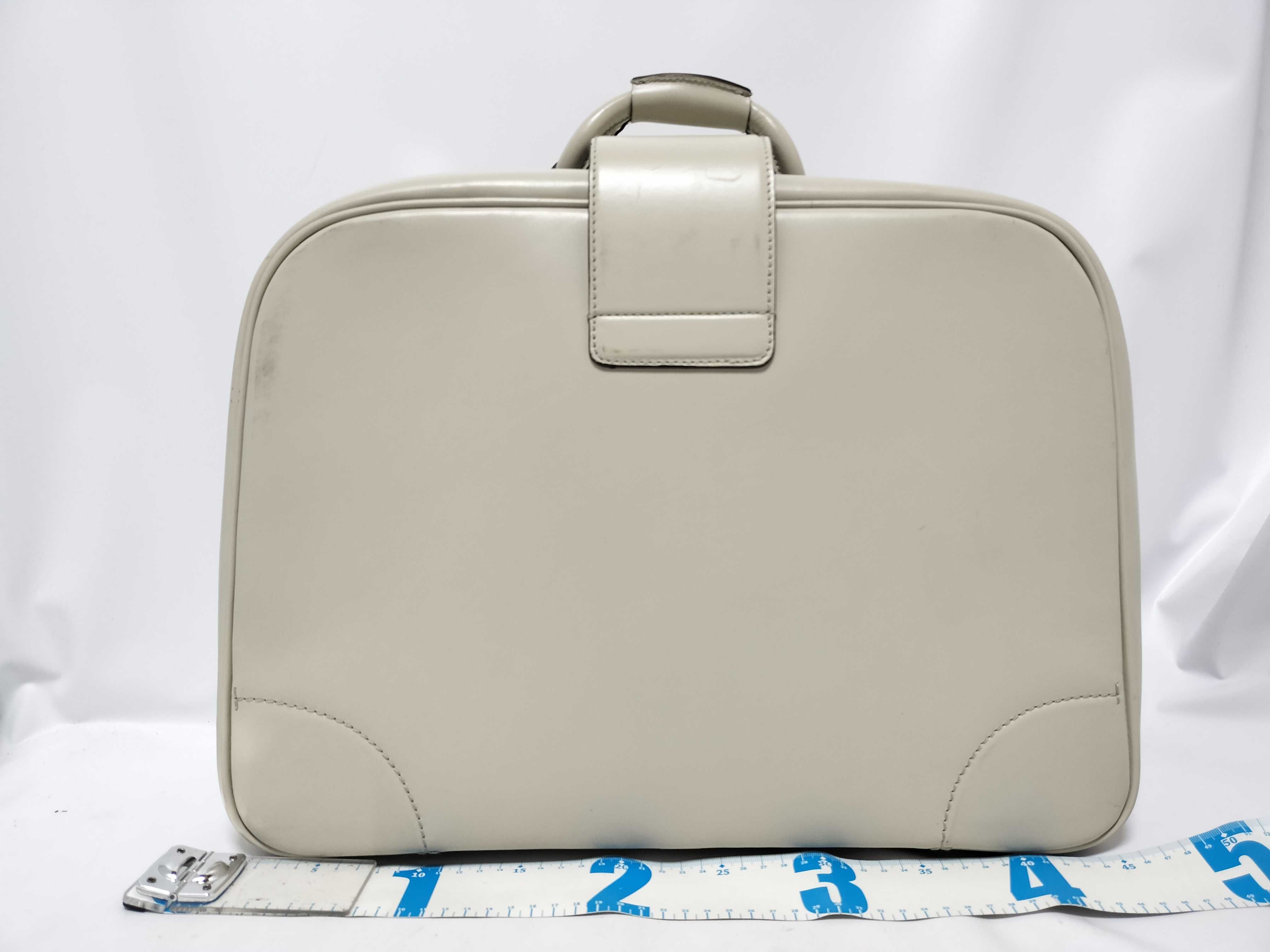 Leather Briefcase, White, 285442 520981 Bag — view 2