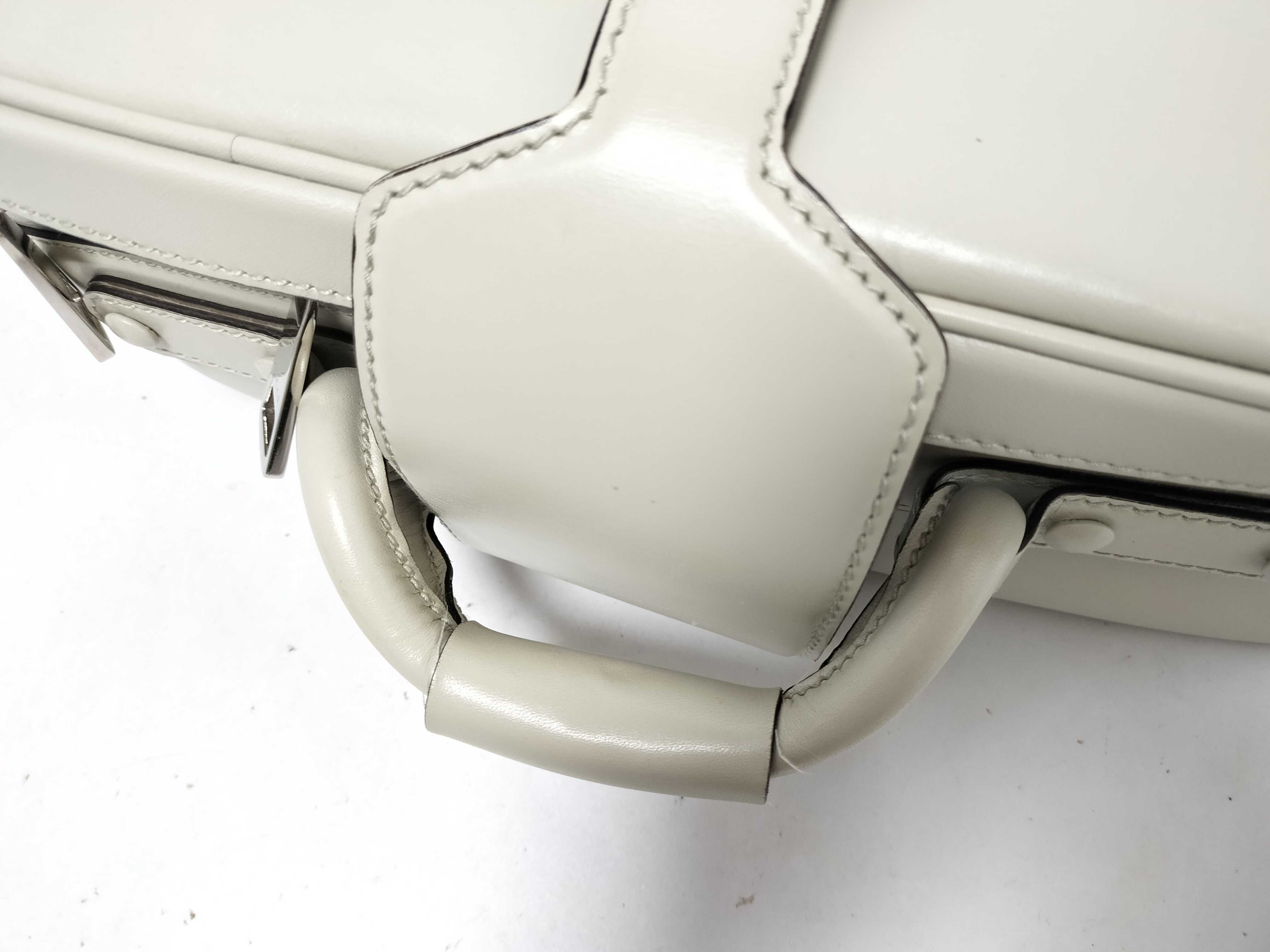 Leather Briefcase, White, 285442 520981 Bag — view 3