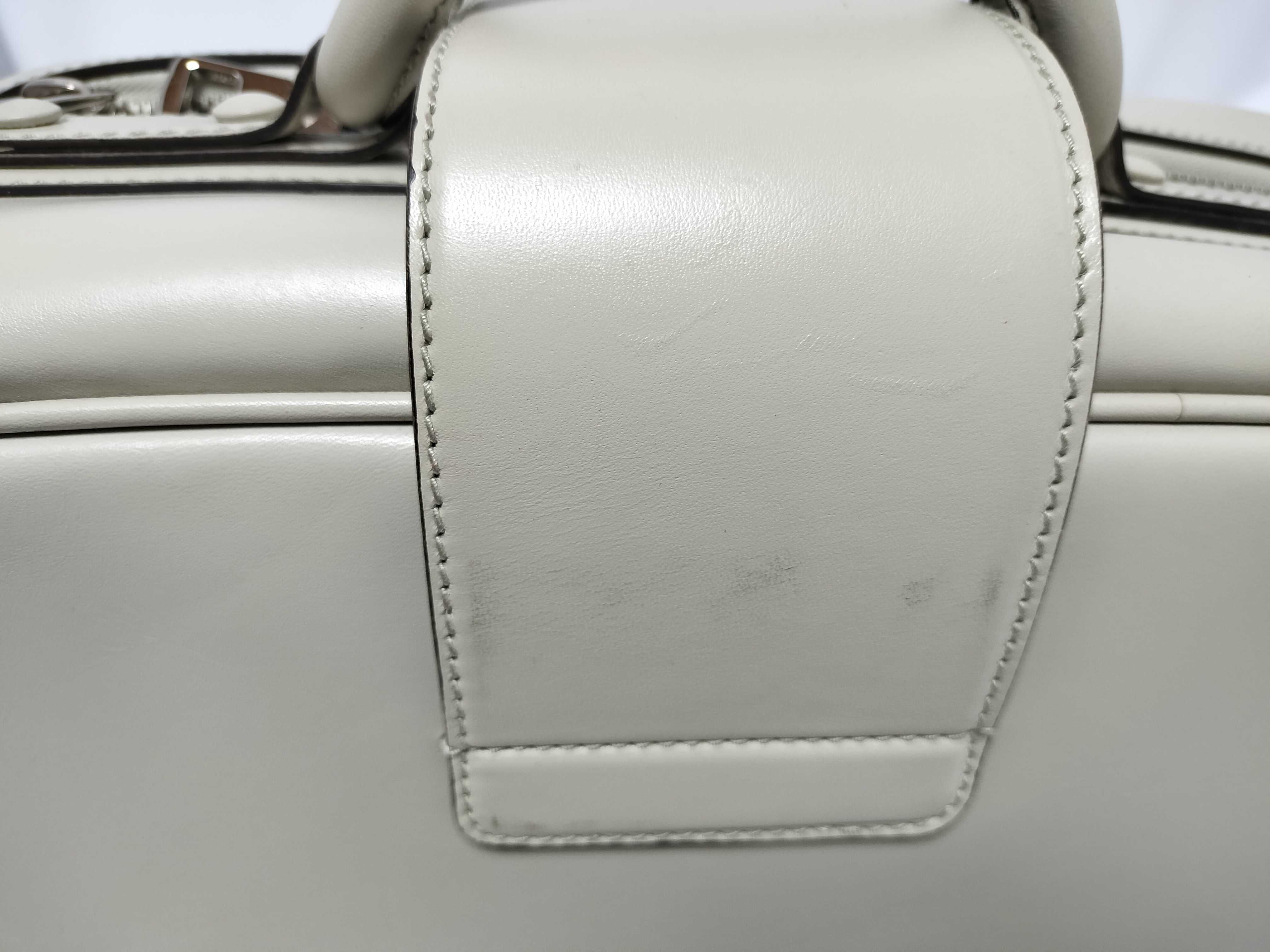 Leather Briefcase, White, 285442 520981 Bag — view 5
