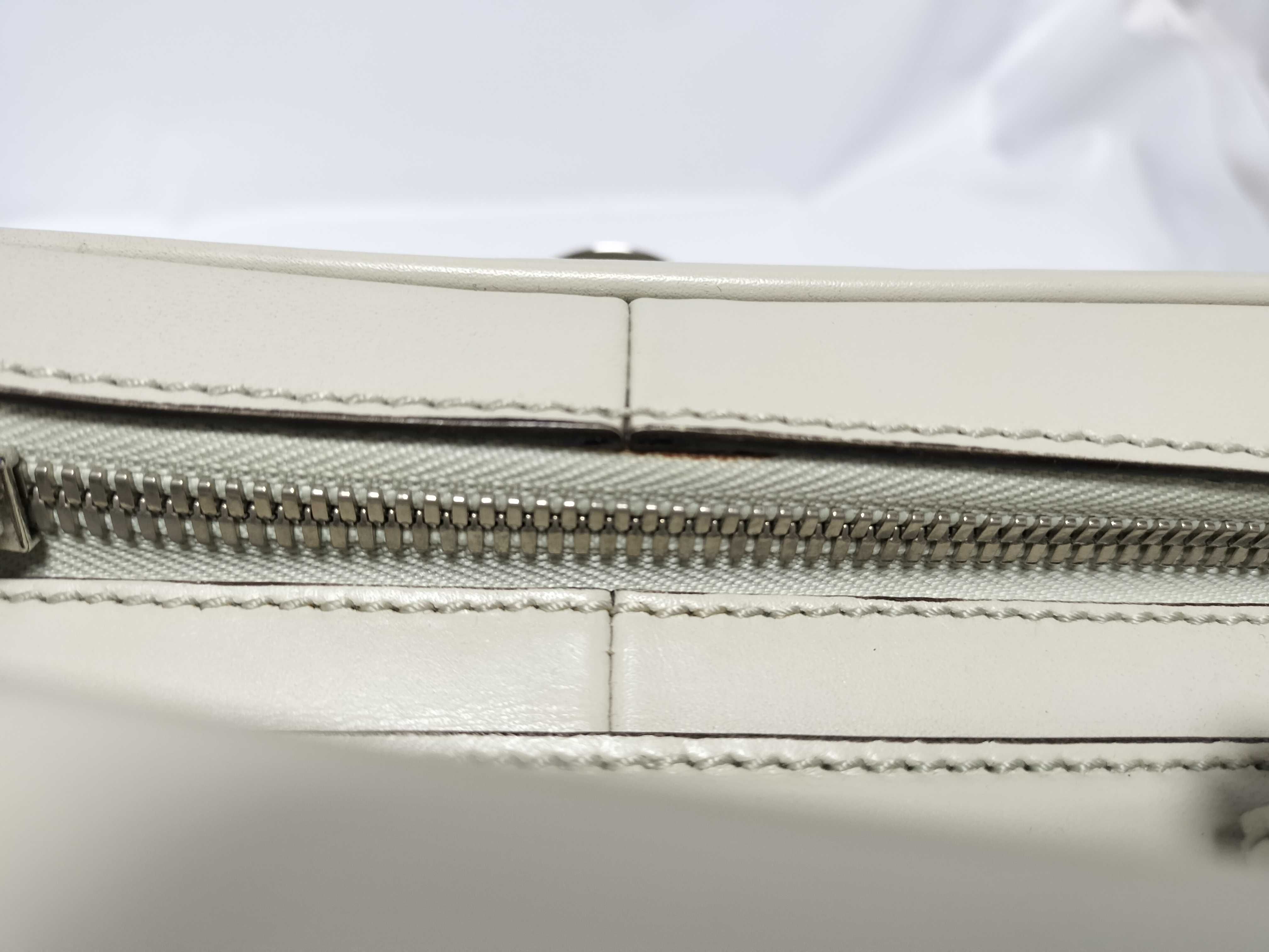 Leather Briefcase, White, 285442 520981 Bag — view 6