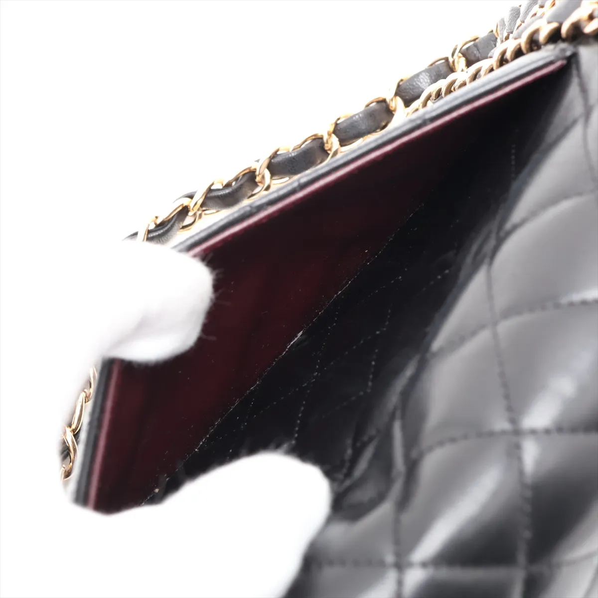 [Individually packaged] Chanel Matelassé 25 Lambskin Double Flap Double Chain Bag, Black with Gold Hardware, 16003877, Serial Number 16, Series A01112 — view 9