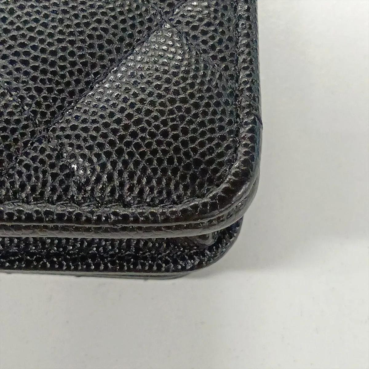 Matelassé Caviar Skin Chain Wallet, Black with Gold Hardware, 30732028 (Serial Number in the 30s), AP1649 — view 14