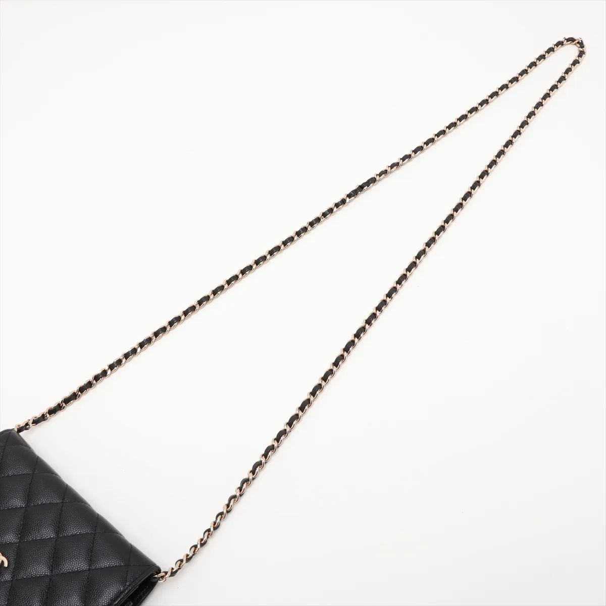 Matelassé Caviar Skin Chain Wallet, Black with Gold Hardware, 30732028 (Serial Number in the 30s), AP1649 — view 5