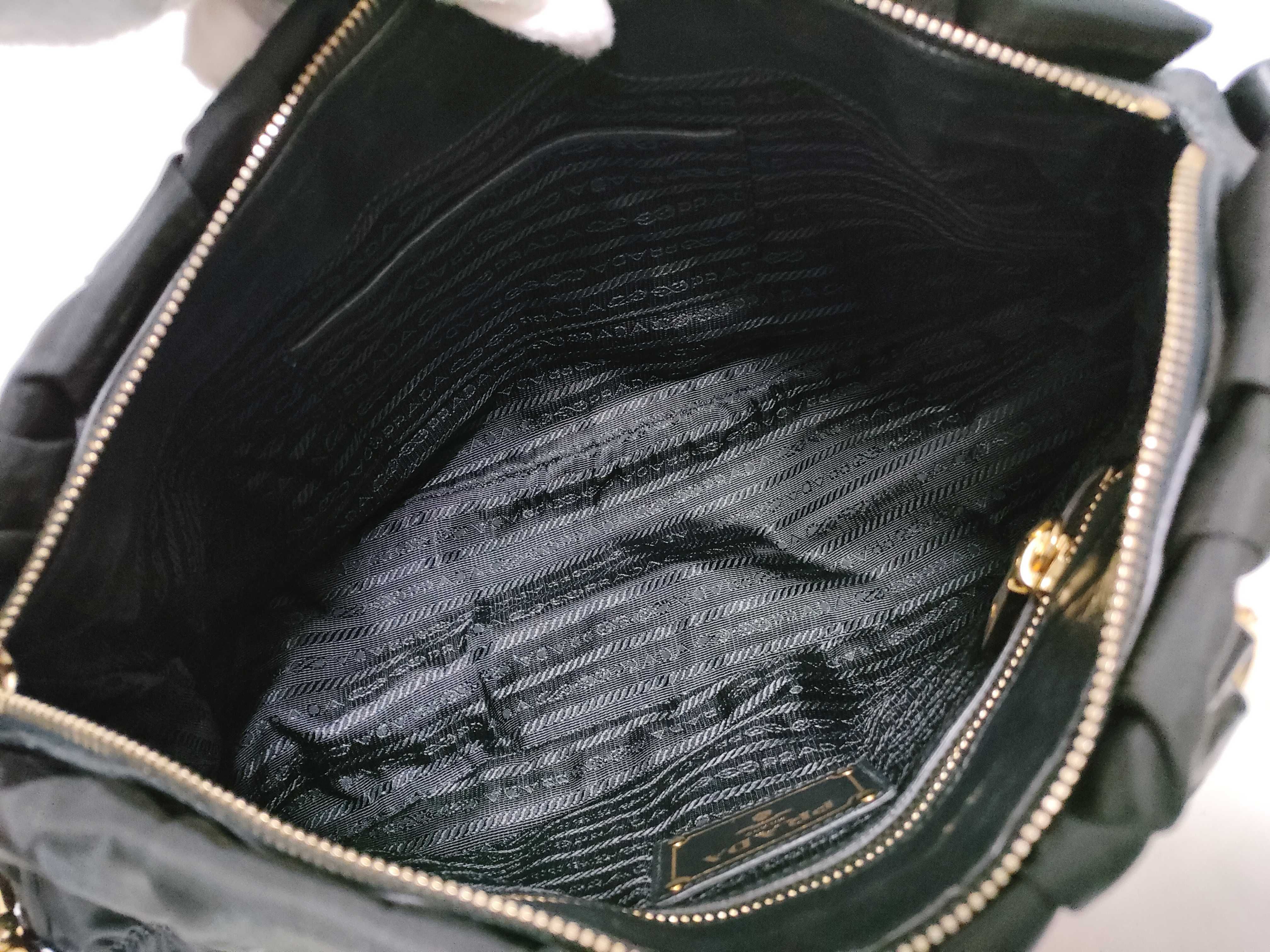 Nylon Gathered Nylon Handbag, Black — view 11
