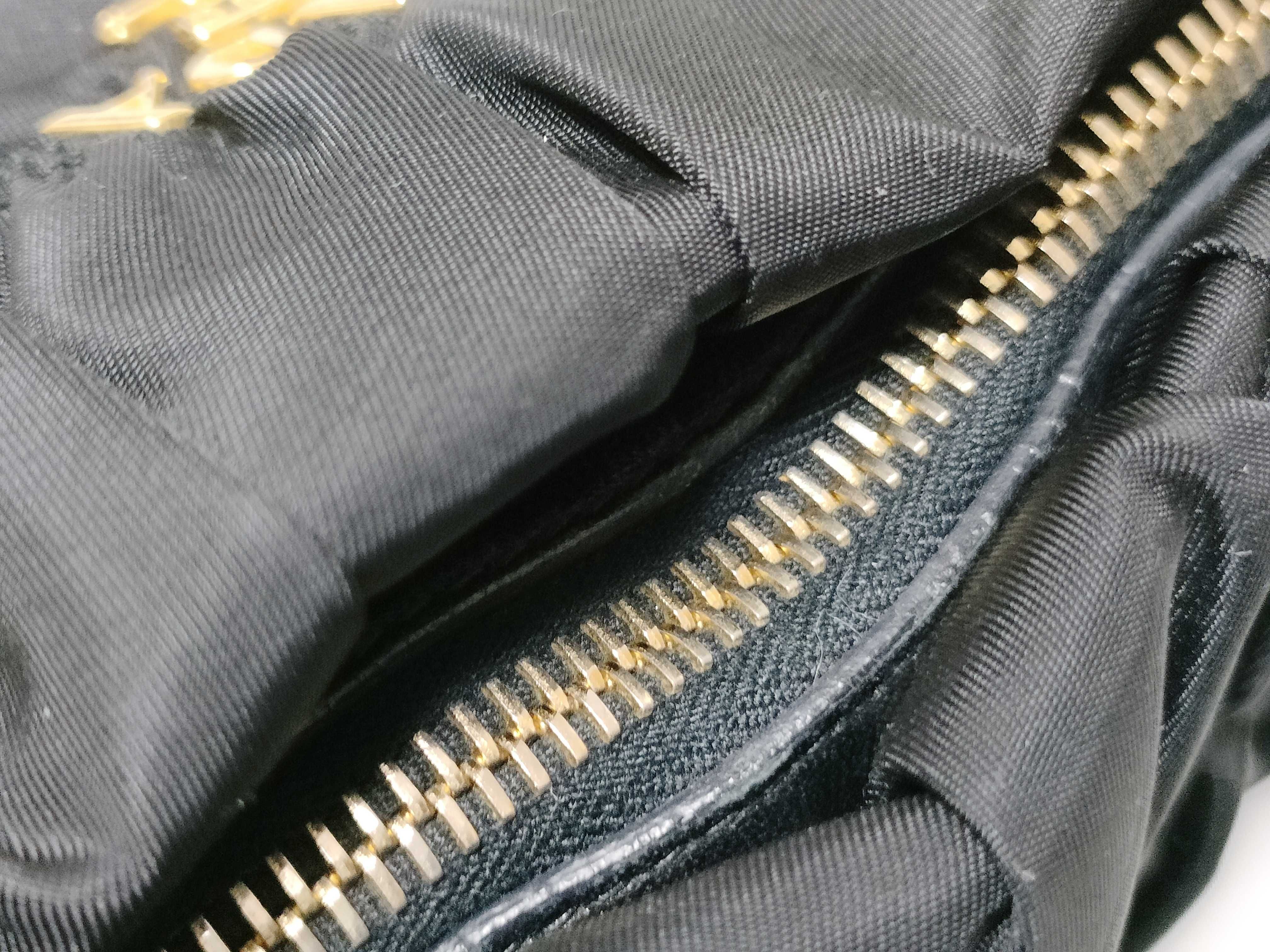 Nylon Gathered Nylon Handbag, Black — view 7