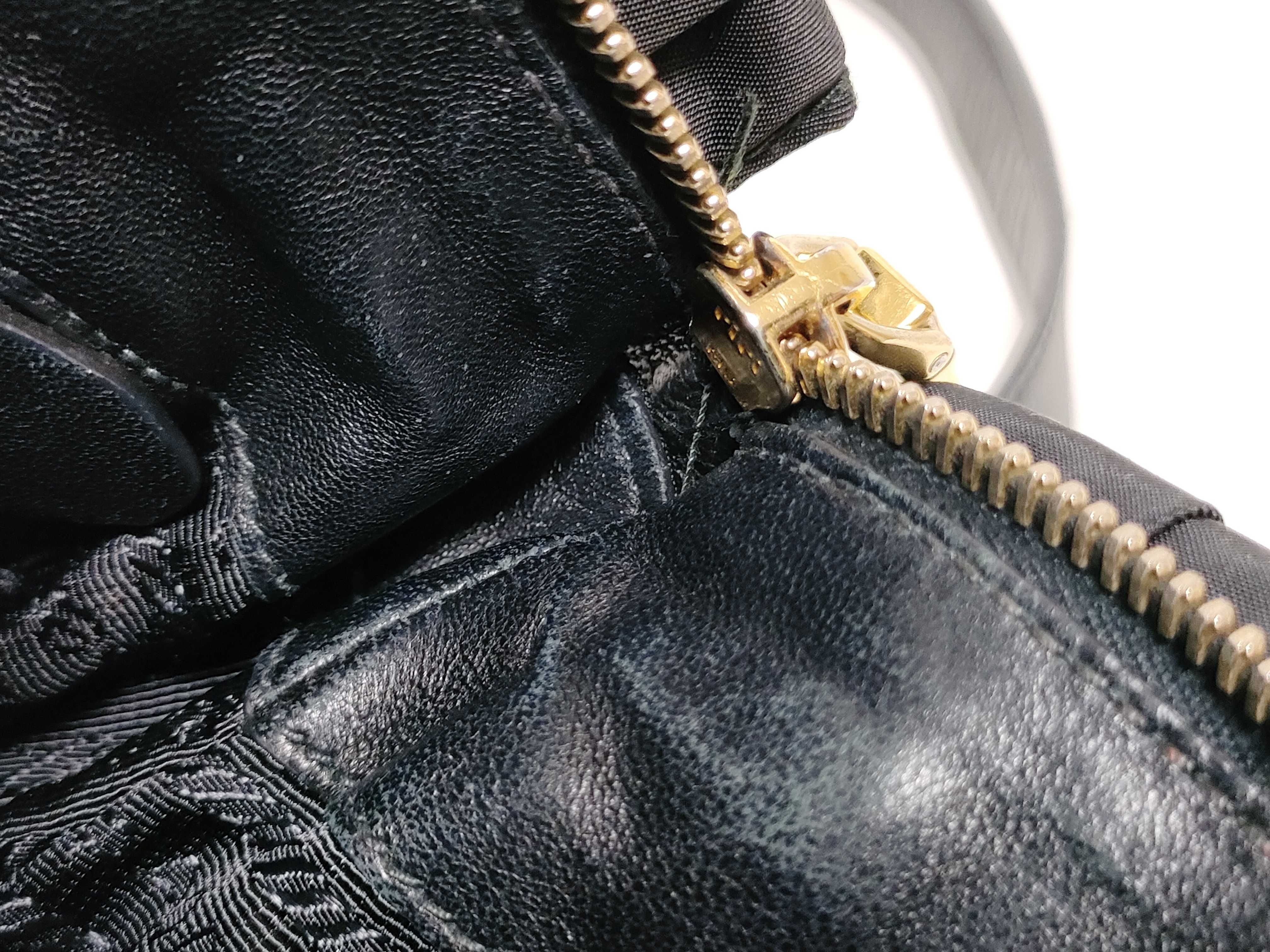 Nylon Gathered Nylon Handbag, Black — view 10