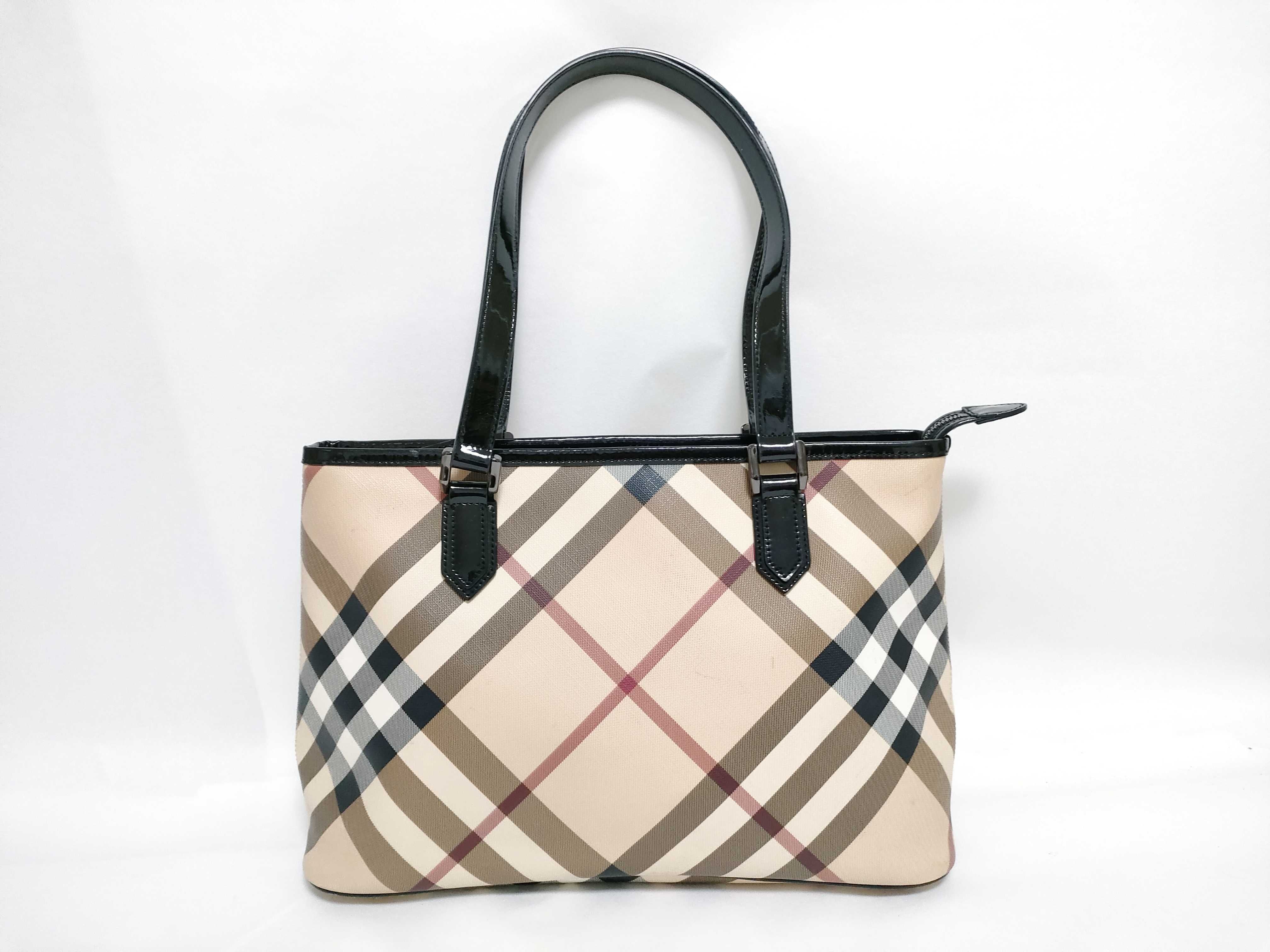 Nova Check Pattern Enamel Tote Bag