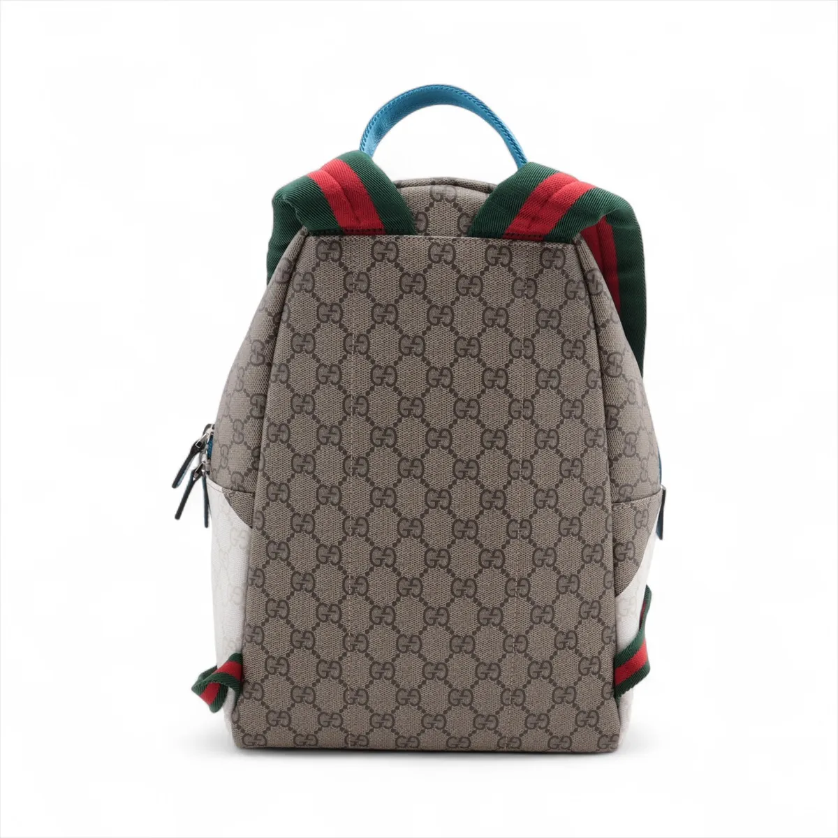 GG Supreme Children's PVC x Leather Backpack/Rucksack Beige x Blue 851222 — view 2