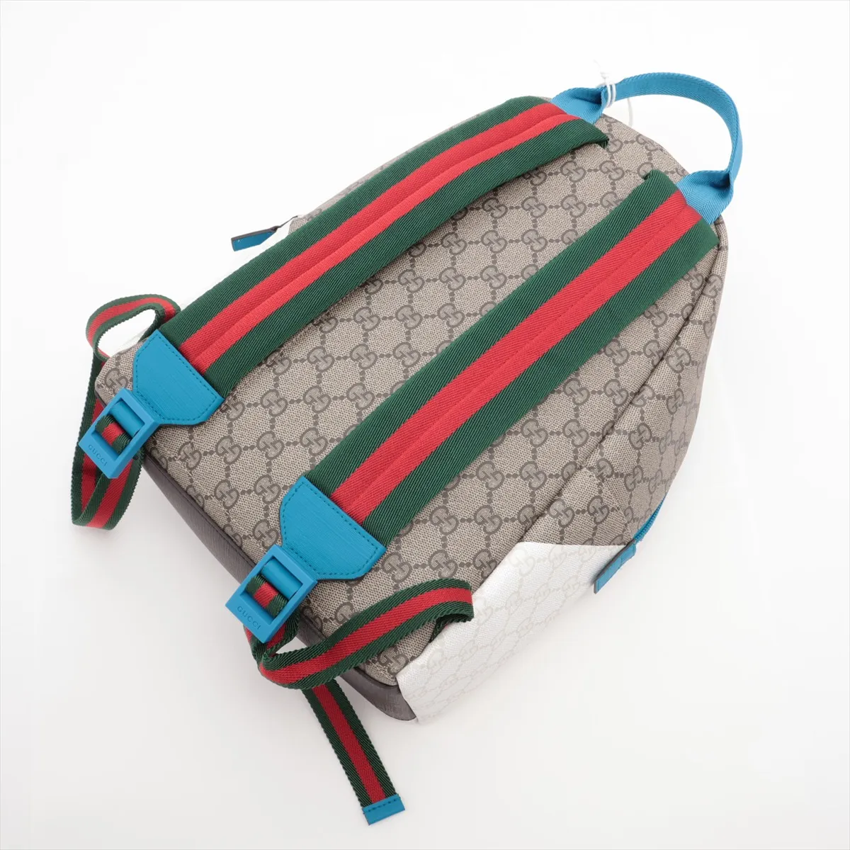 GG Supreme Children's PVC x Leather Backpack/Rucksack Beige x Blue 851222 — view 5