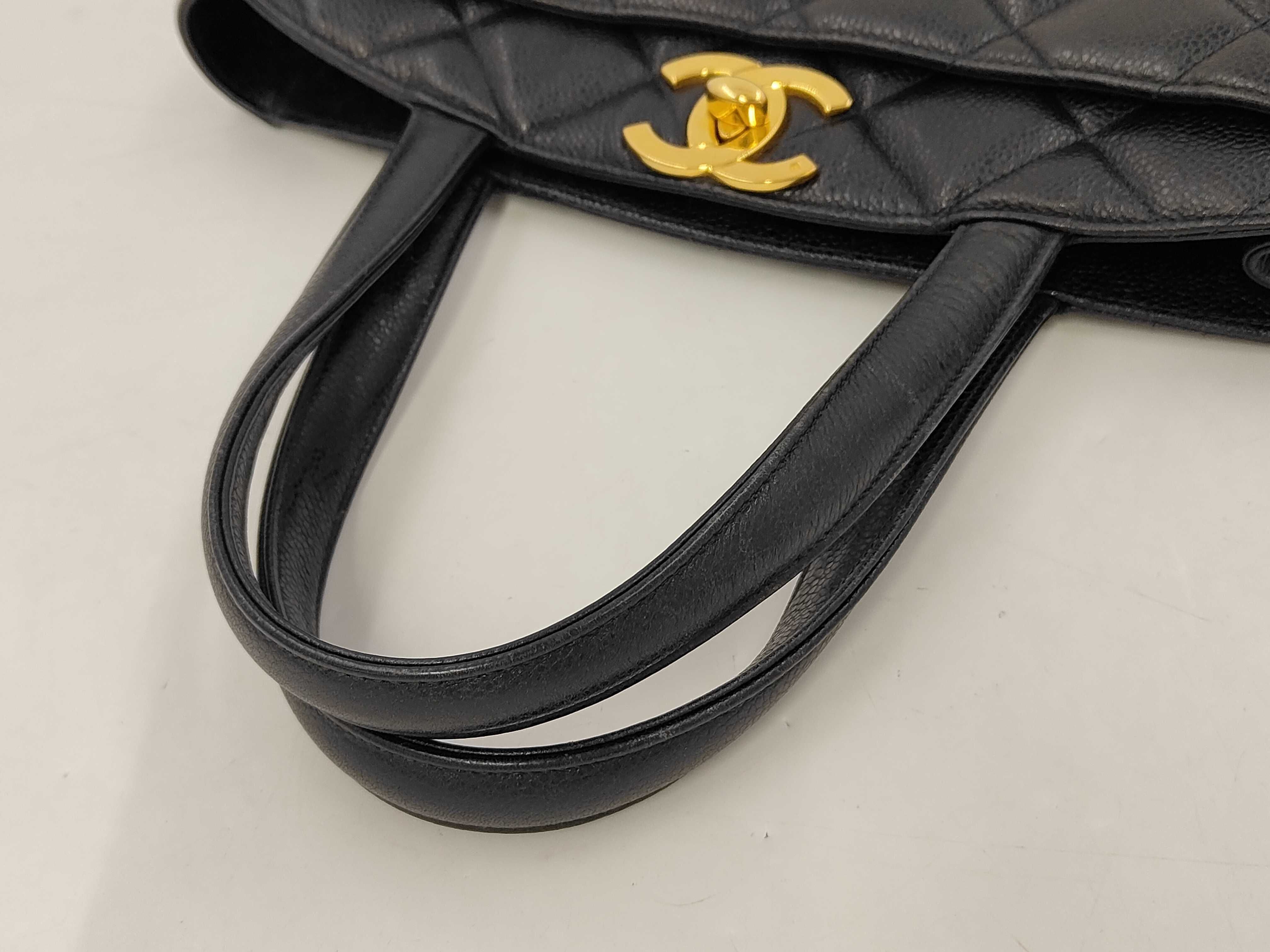 Caviar Skin Matelassé Turnlock Coco Mark Handbag Tote Bag — view 3