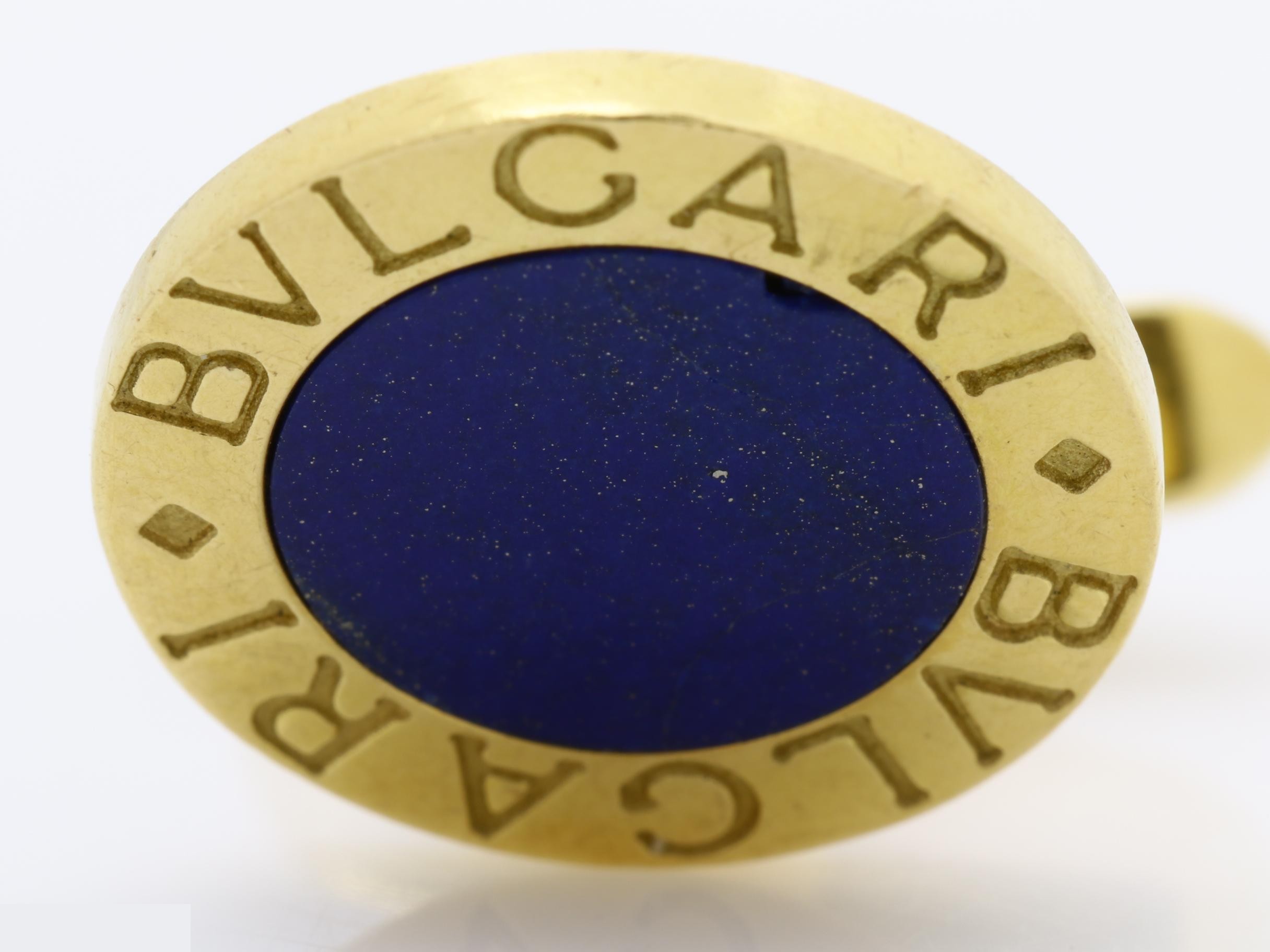 (precious metal) cufflinks, 750YG, 14.0g, lapis lazuli — view 2