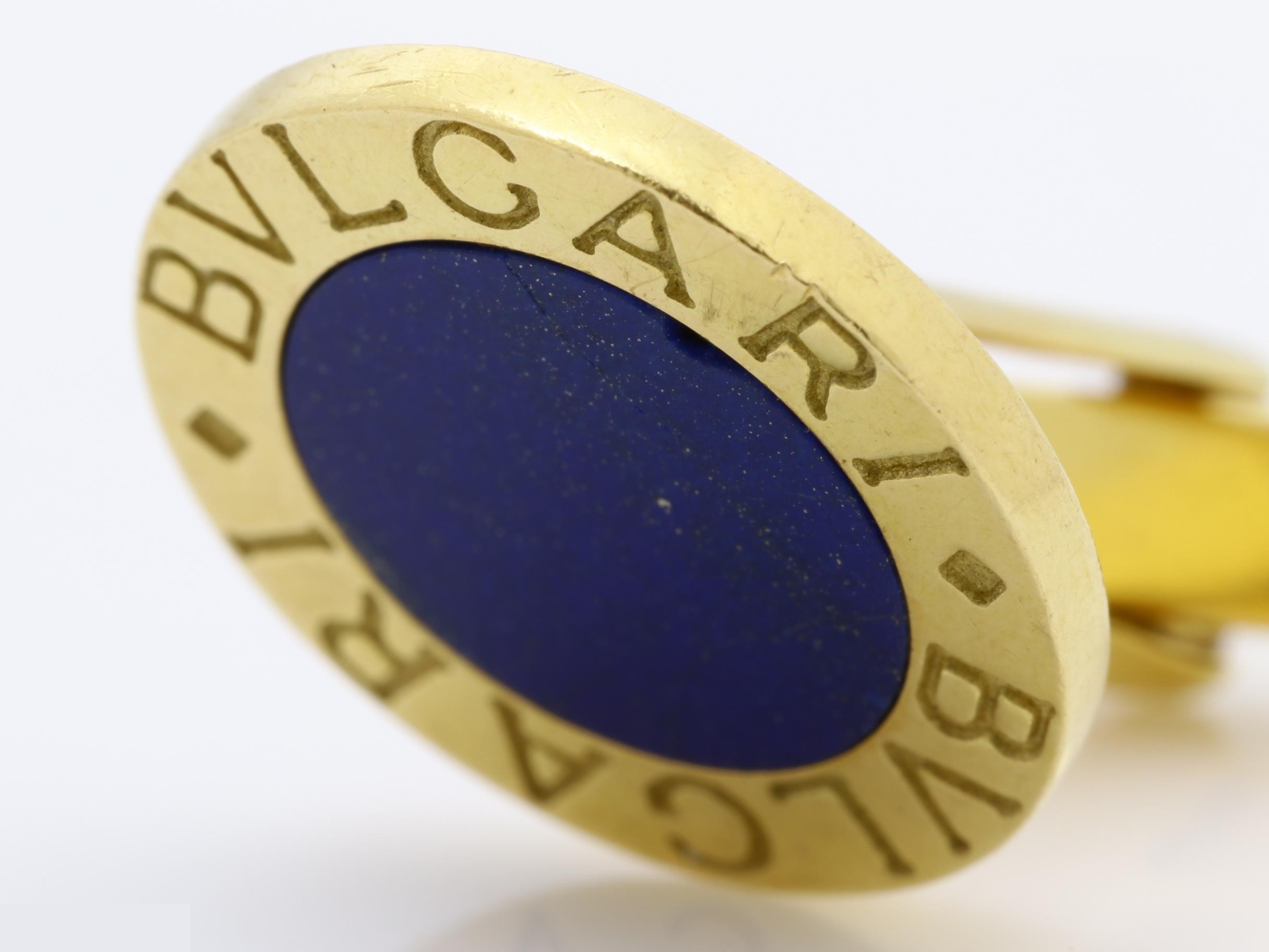 (precious metal) cufflinks, 750YG, 14.0g, lapis lazuli — view 3