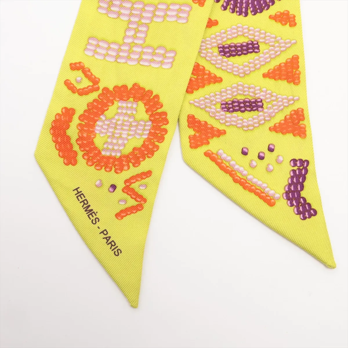 Twilly KELLY EN PERLES Scarf Silk Yellow Green Thread — view 2