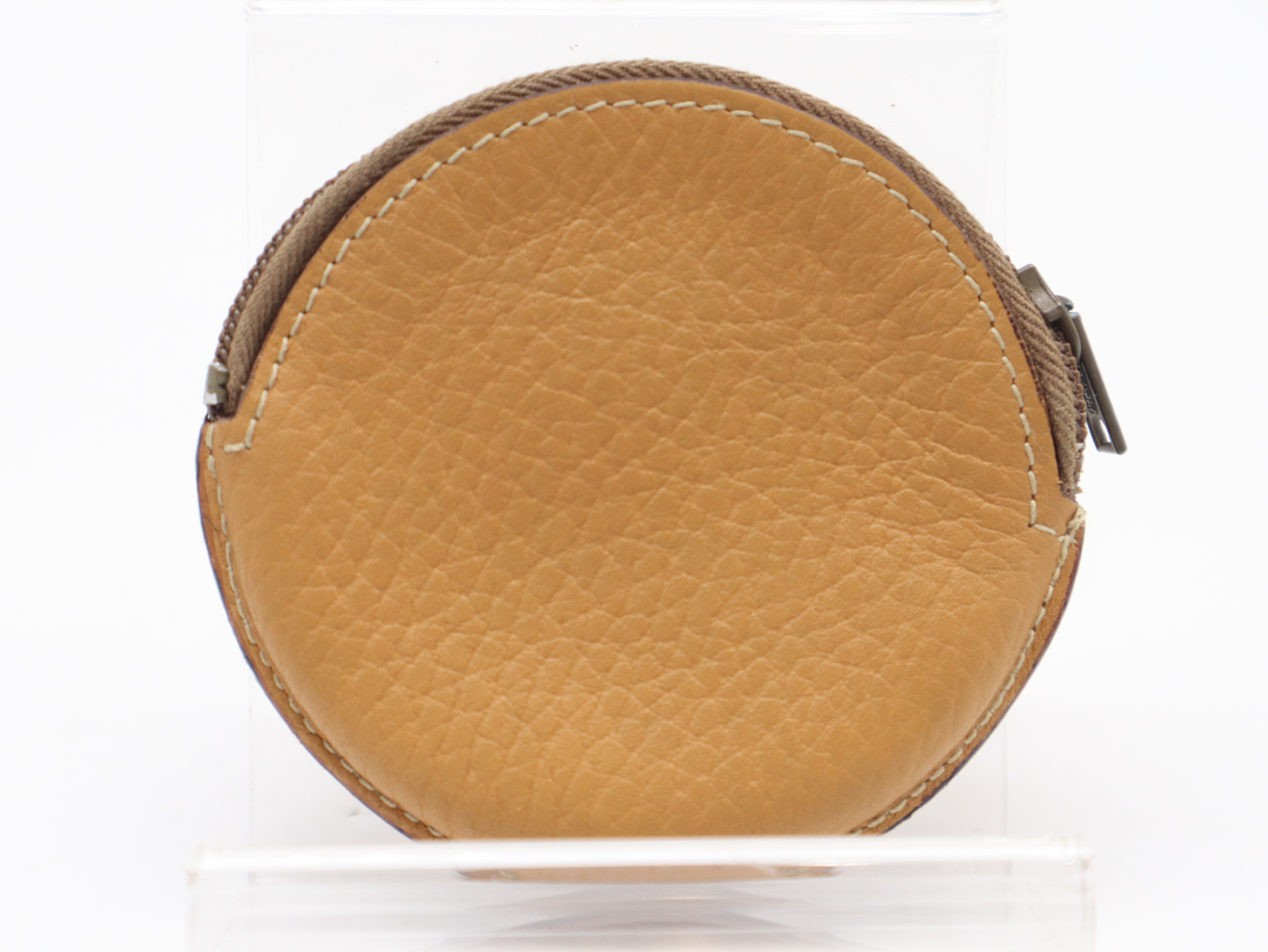 Leather Anagram Zip Coin Case, Camel Coin Case — view 2