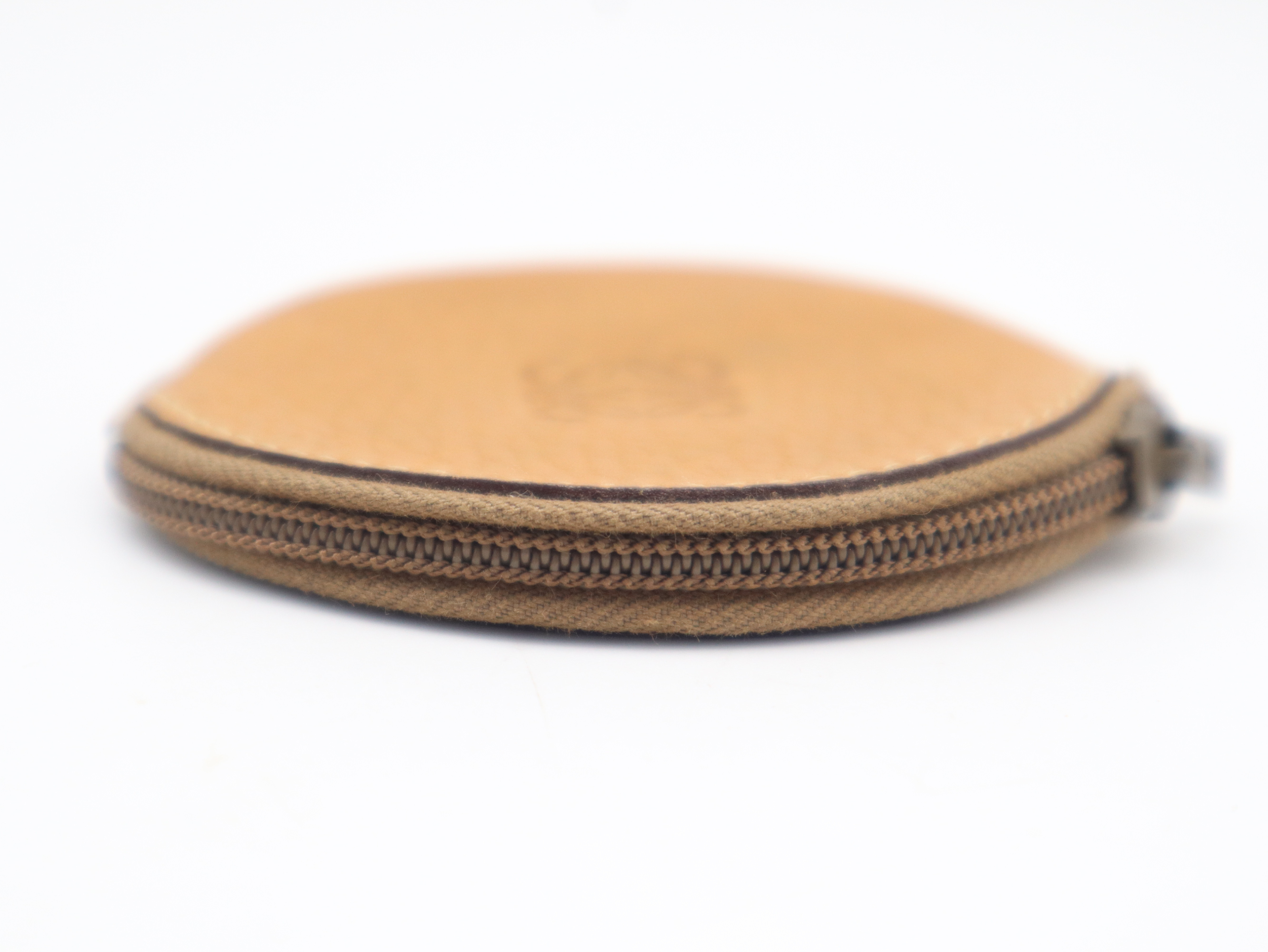 Leather Anagram Zip Coin Case, Camel Coin Case — view 3