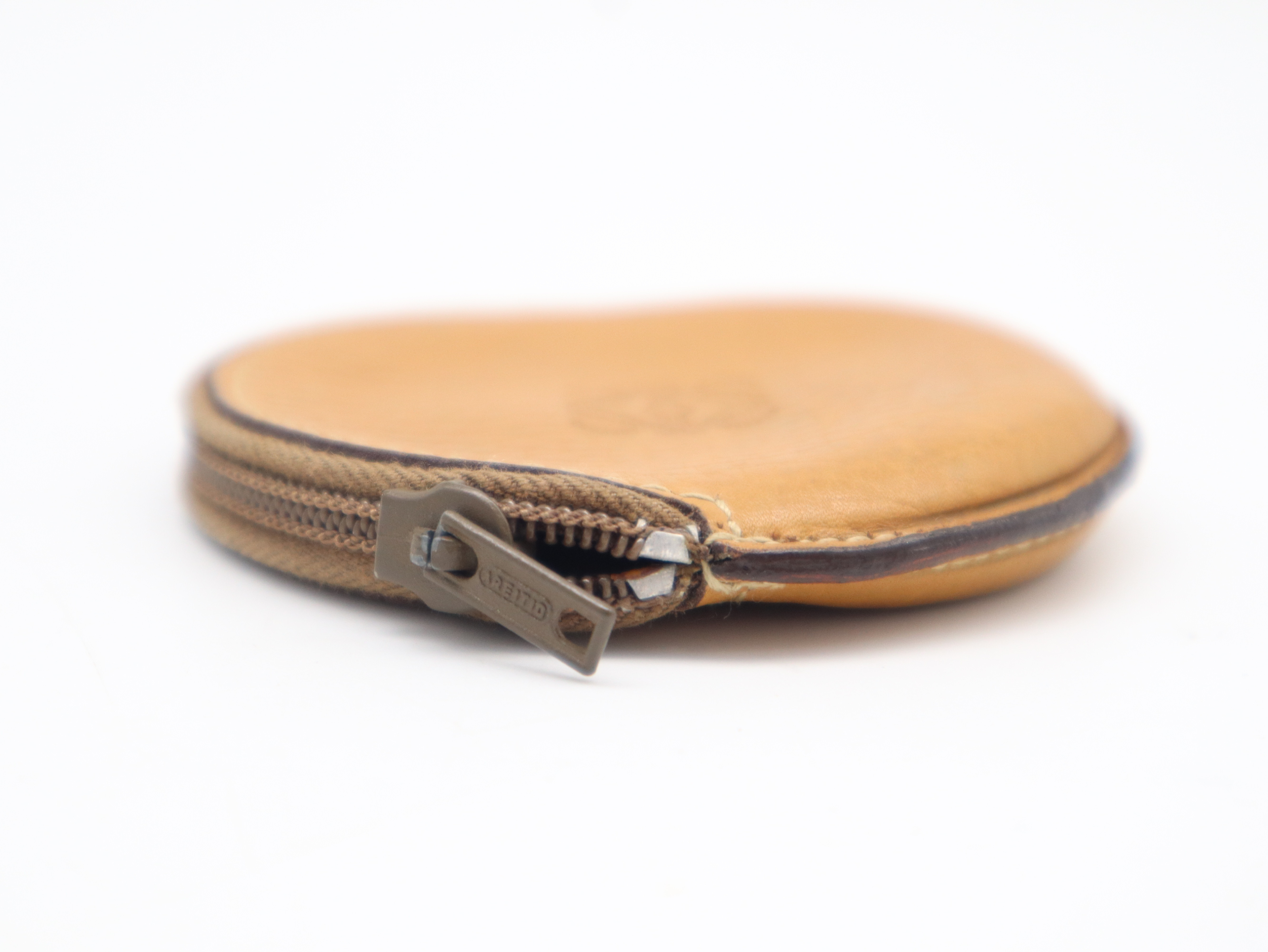 Leather Anagram Zip Coin Case, Camel Coin Case — view 5