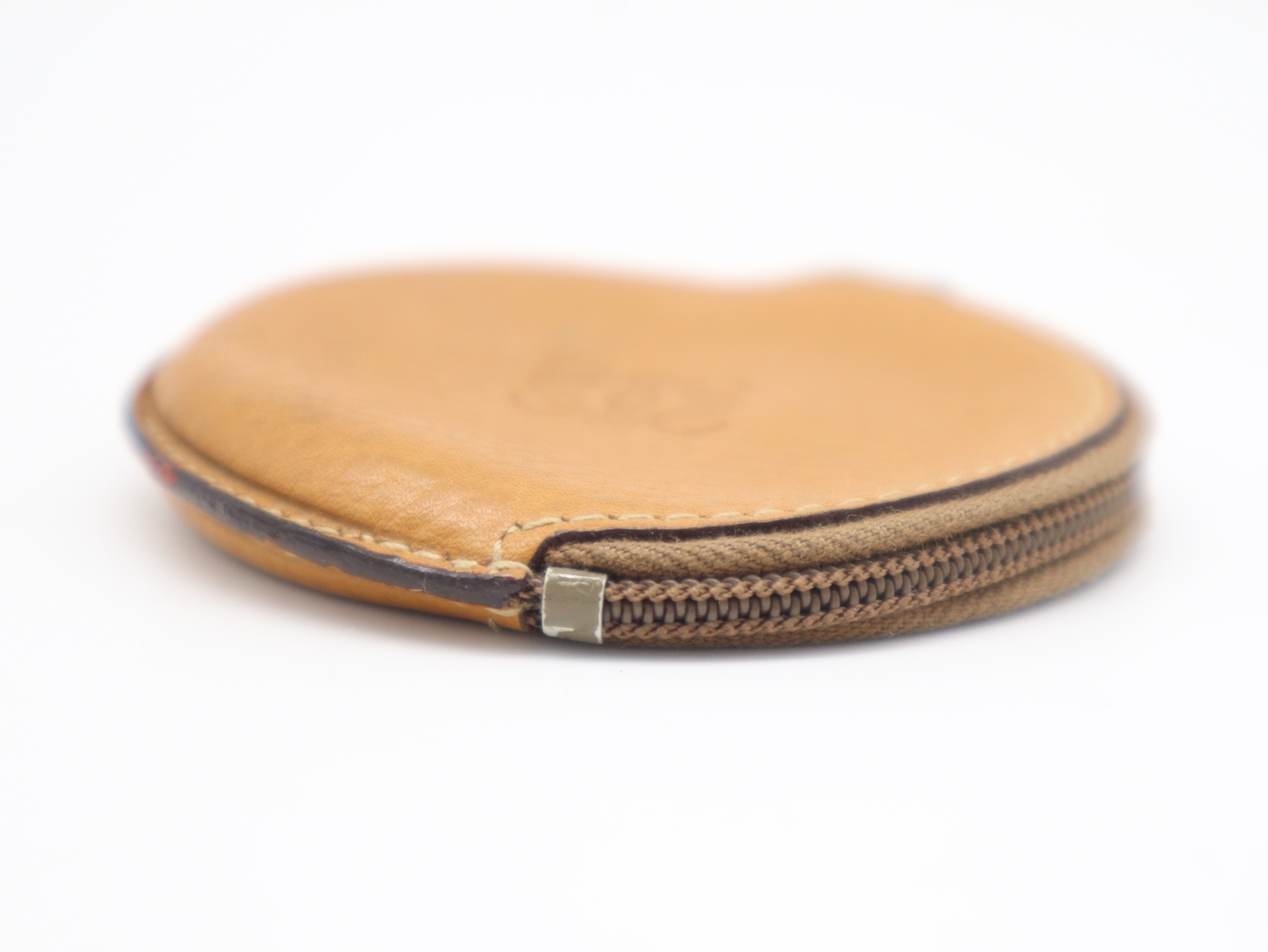 Leather Anagram Zip Coin Case, Camel Coin Case — view 6