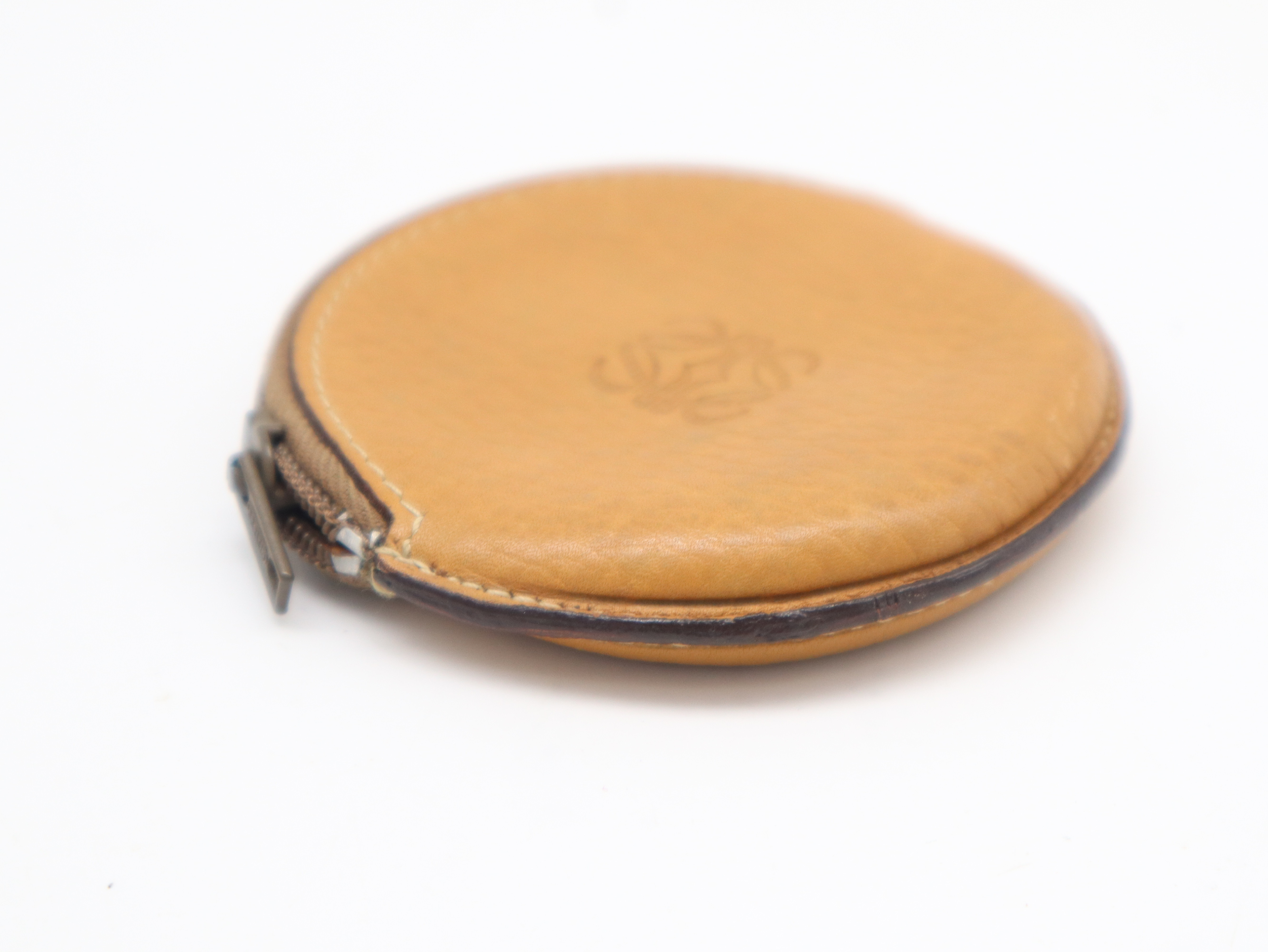 Leather Anagram Zip Coin Case, Camel Coin Case — view 7