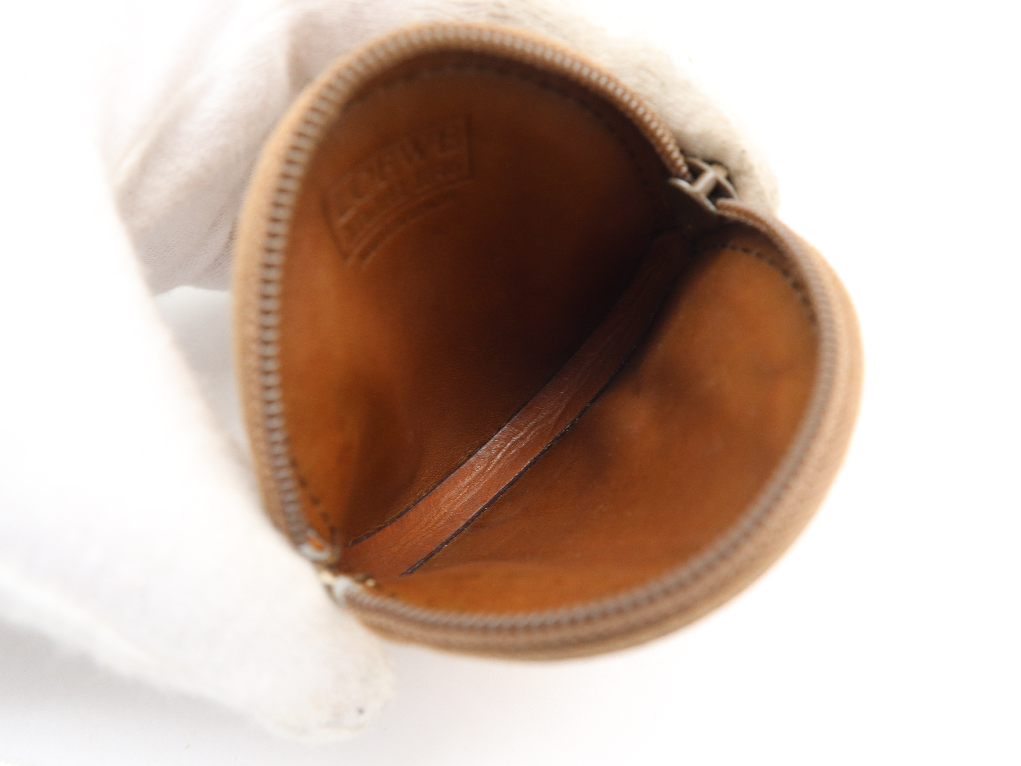 Leather Anagram Zip Coin Case, Camel Coin Case — view 8