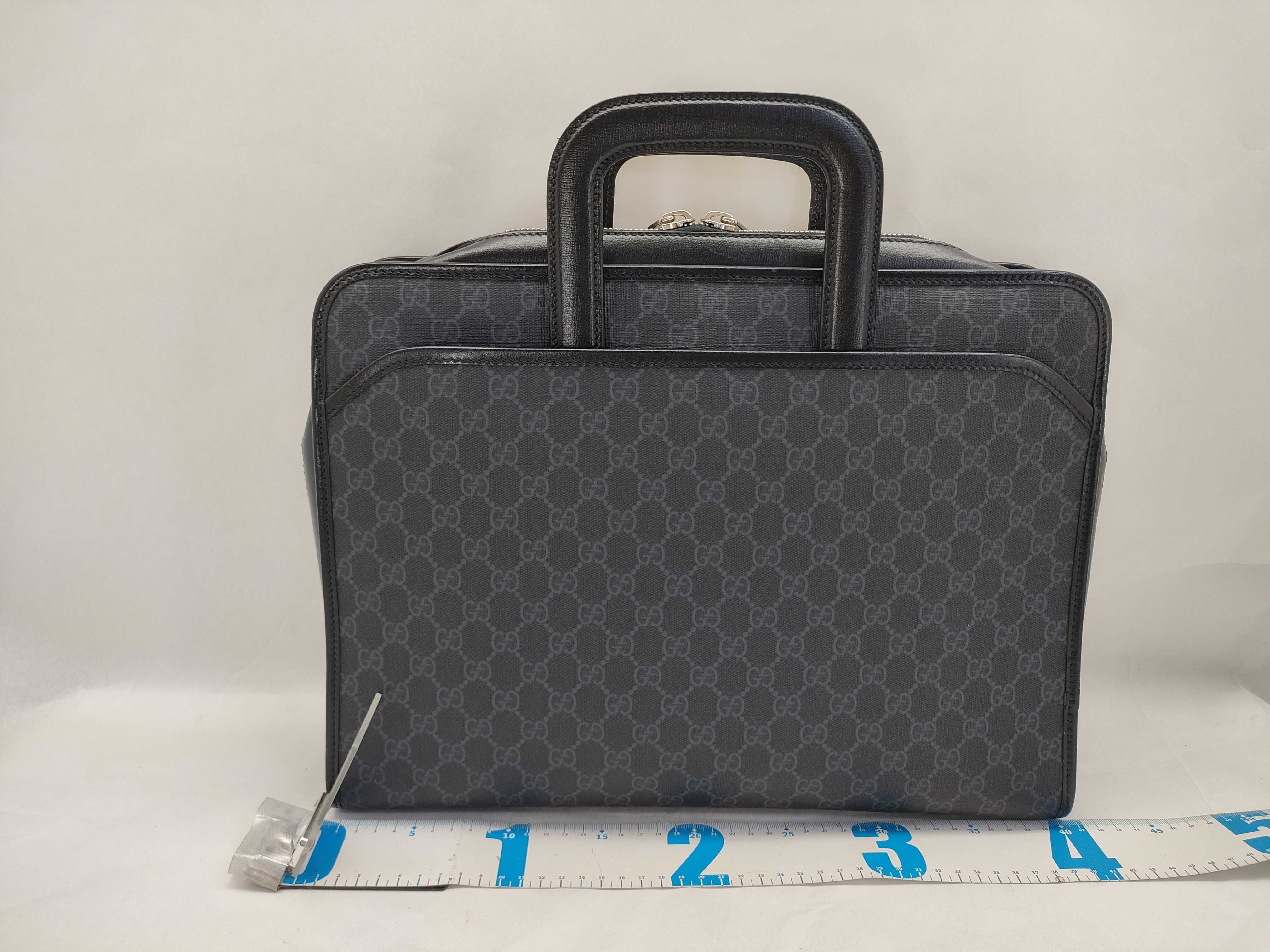 GG Supreme PVC x Leather Business Bag, Black, 700531 — view 2