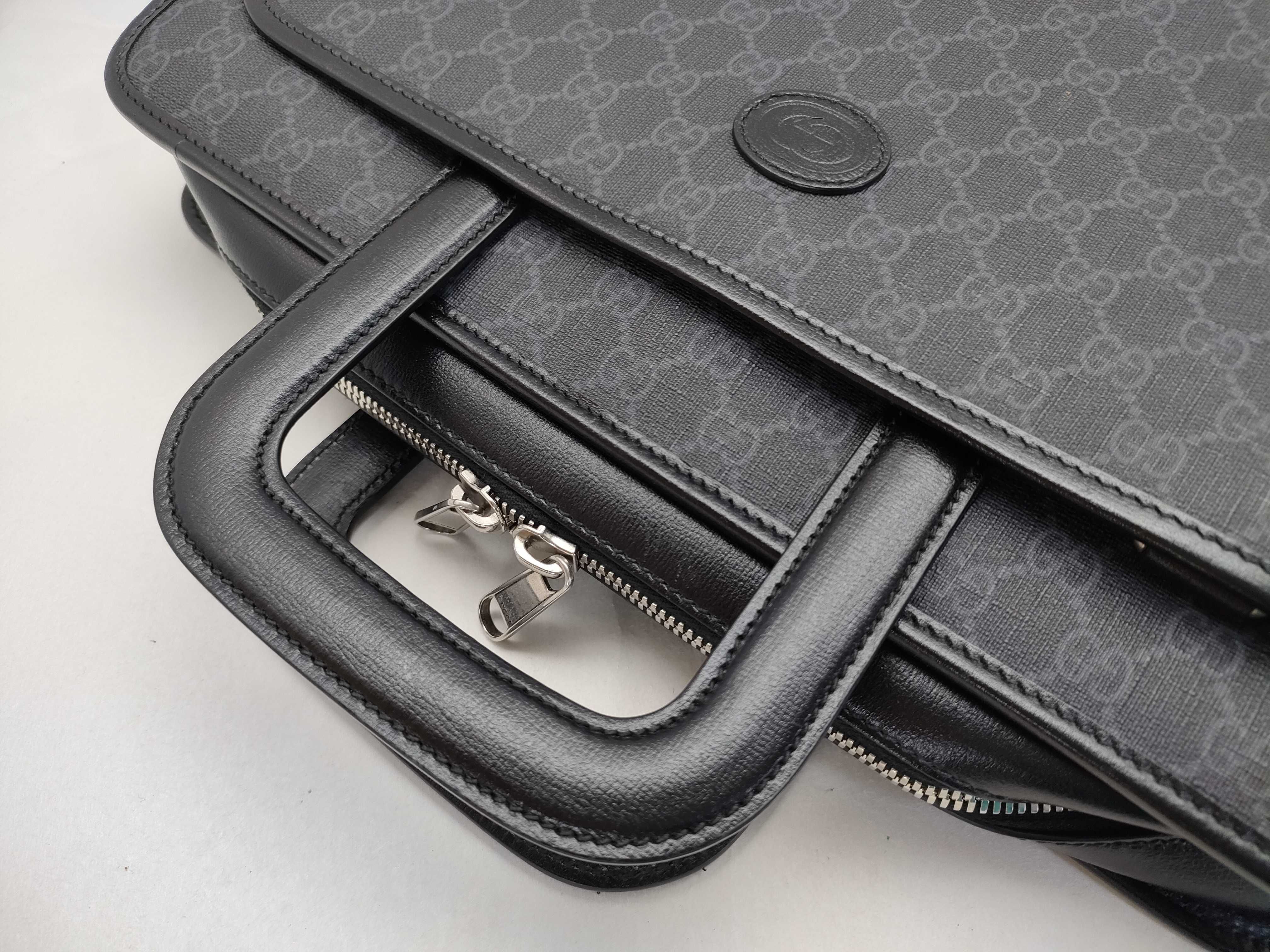GG Supreme PVC x Leather Business Bag, Black, 700531 — view 3