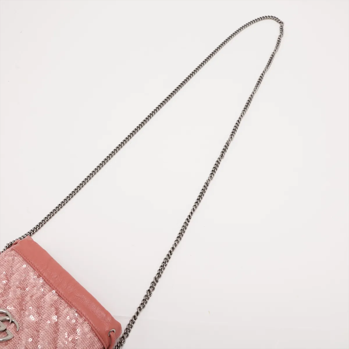 GG Marmont 575163 Sequin x Leather Chain Shoulder Bag, Pink — view 5