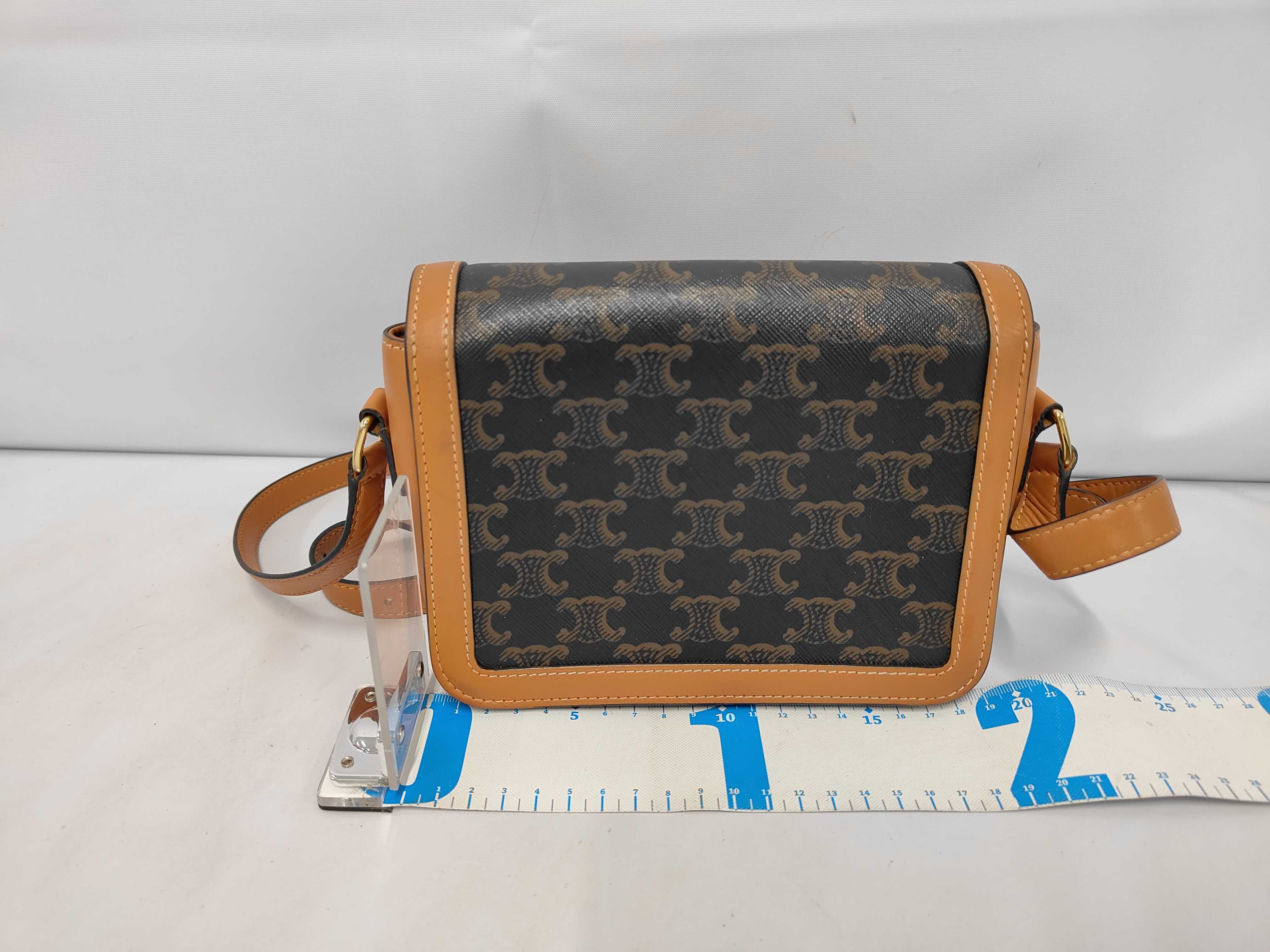 Triomphe Teen PVC x Leather Shoulder Bag, Brown — view 2