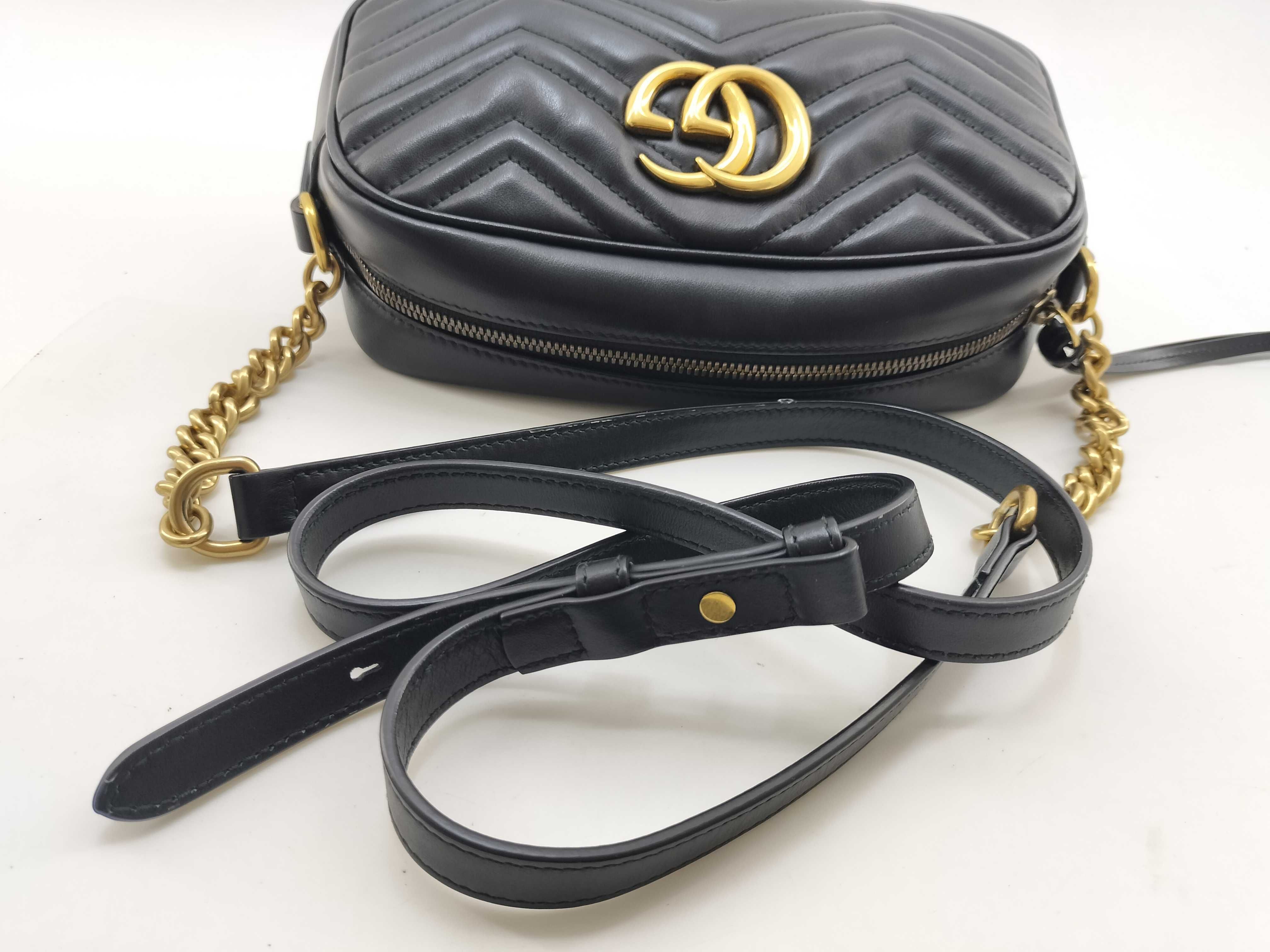 PH - Black Quilted Leather GG Marmont Camera Sling Bag (Shoulder Bag) — view 8