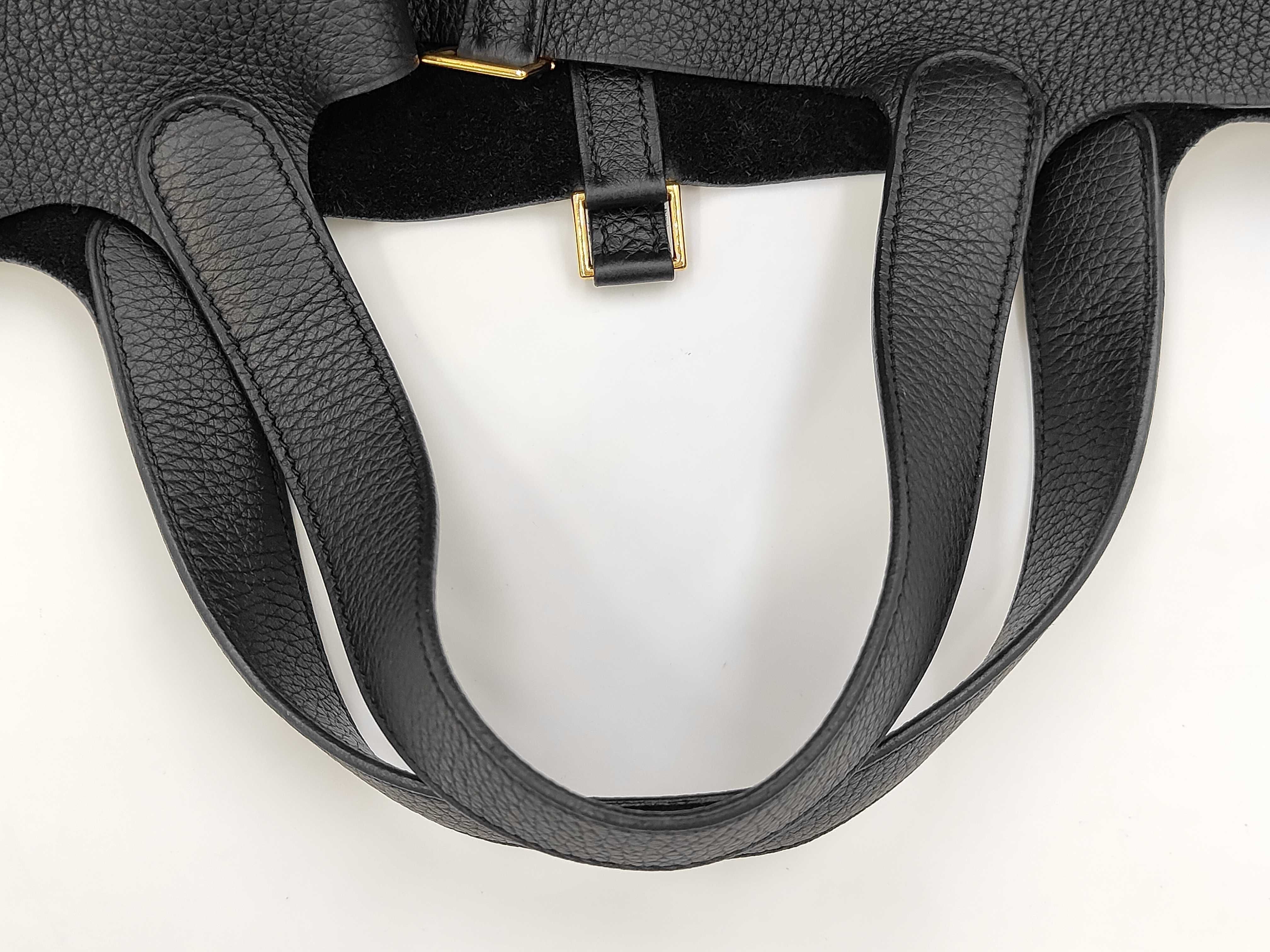 Picotin Lock PM Taurillon Clemence Leather Black Gold Hardware U Stamp Handbag — view 7