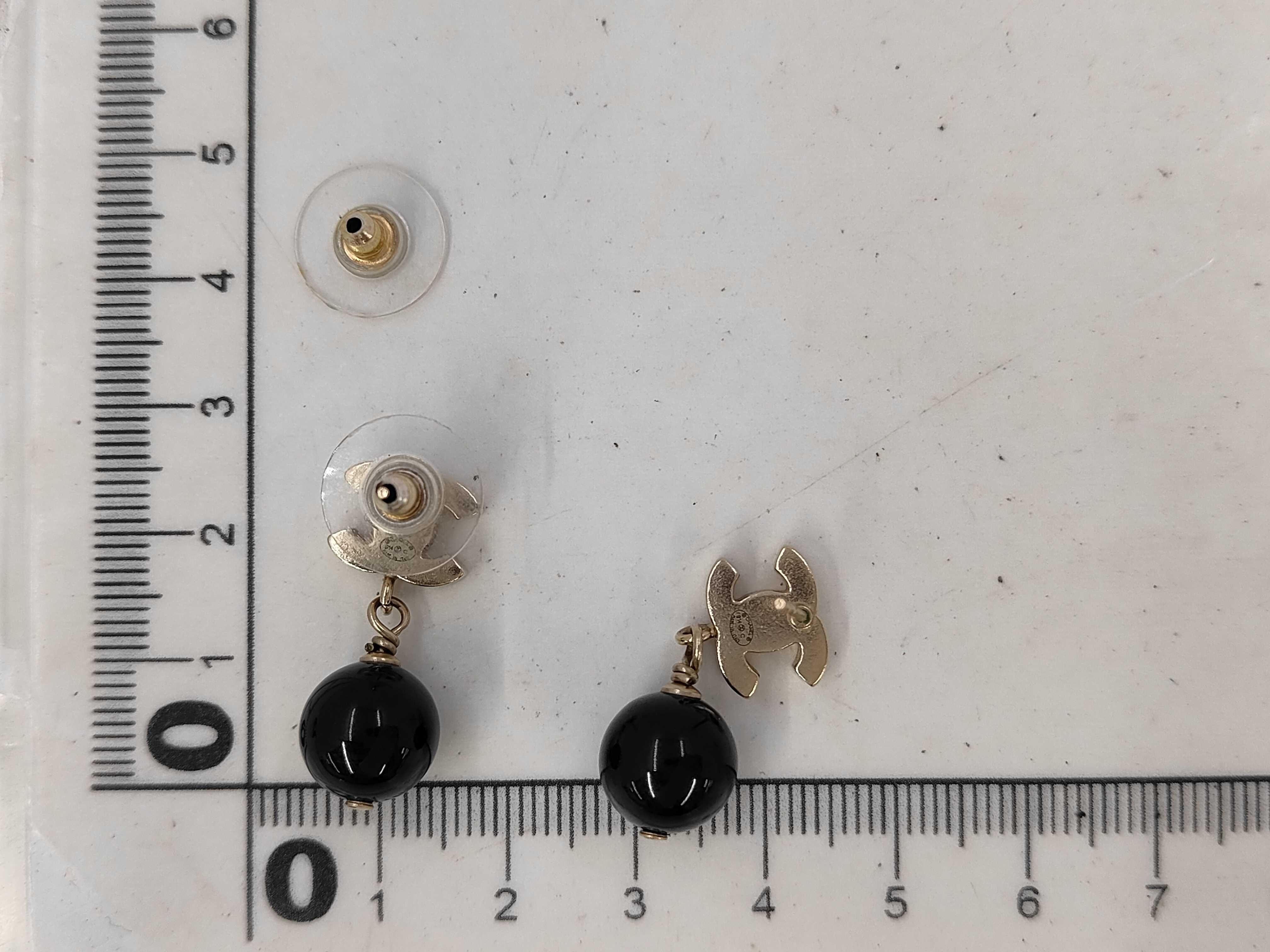 Coco Mark Chanel Coco Mark Ball Swing Gold x Black Pe Earrings — view 5