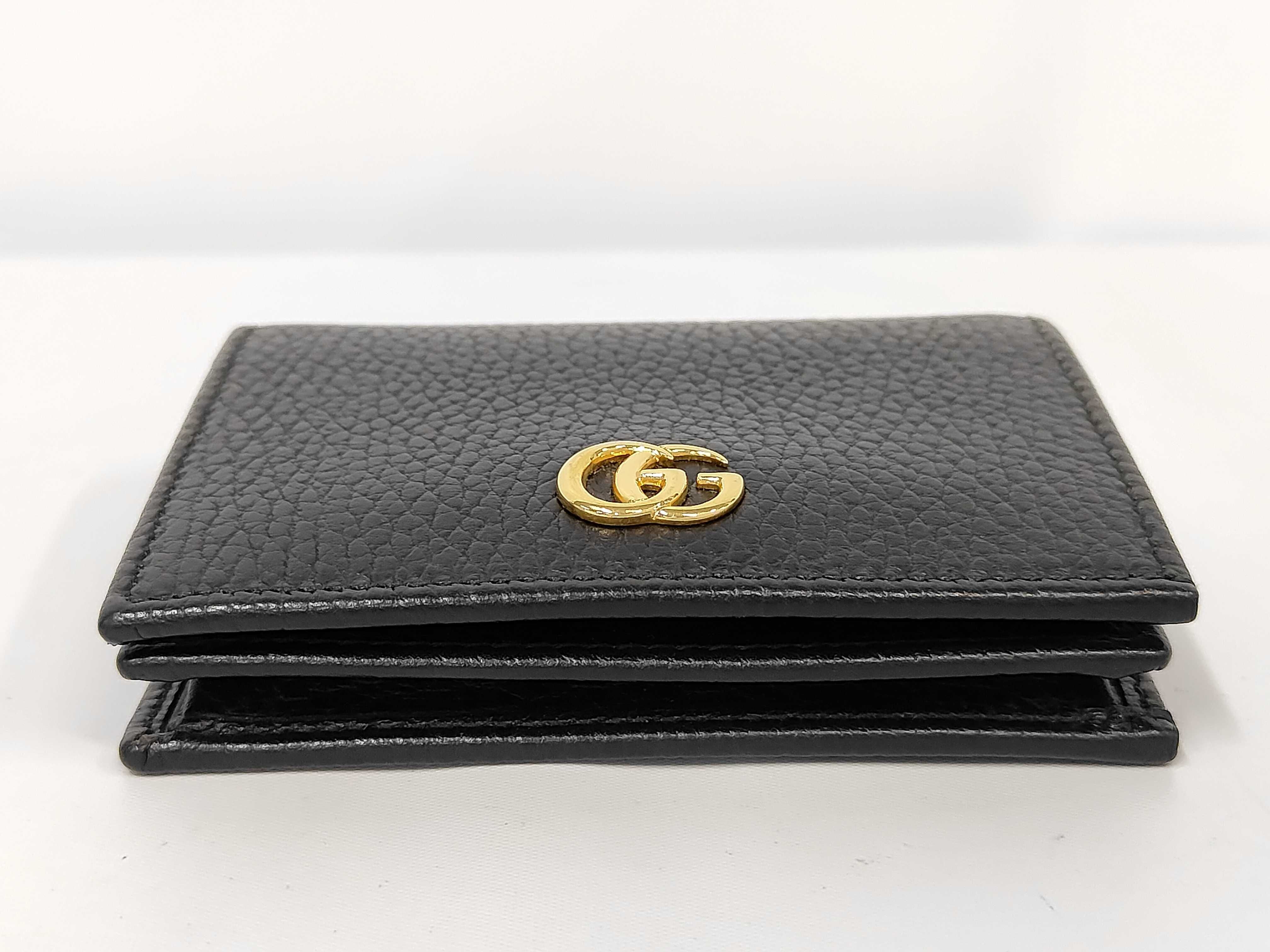 GG Marmont Leather Folding Wallet, Black — view 4