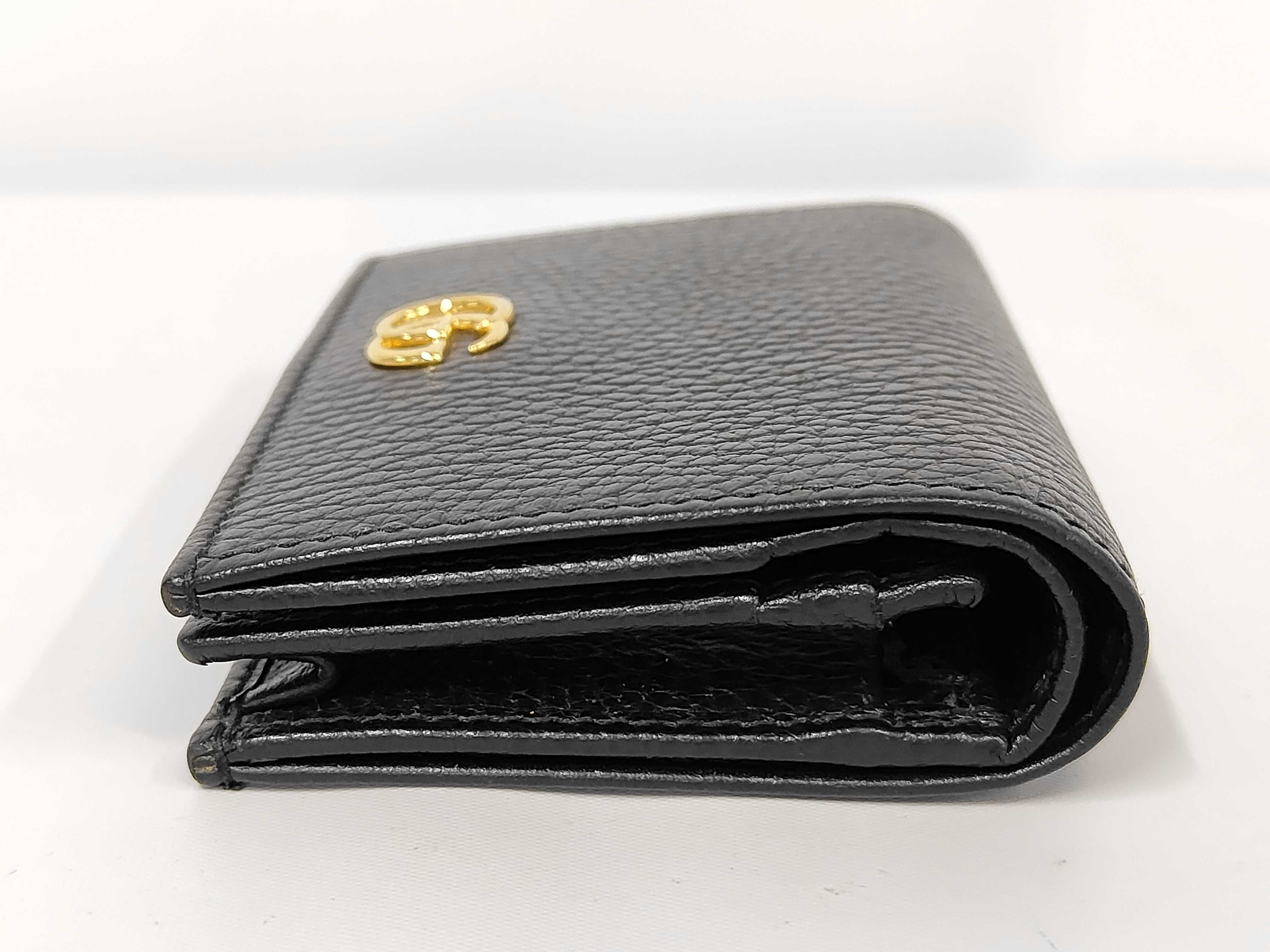 GG Marmont Leather Folding Wallet, Black — view 5