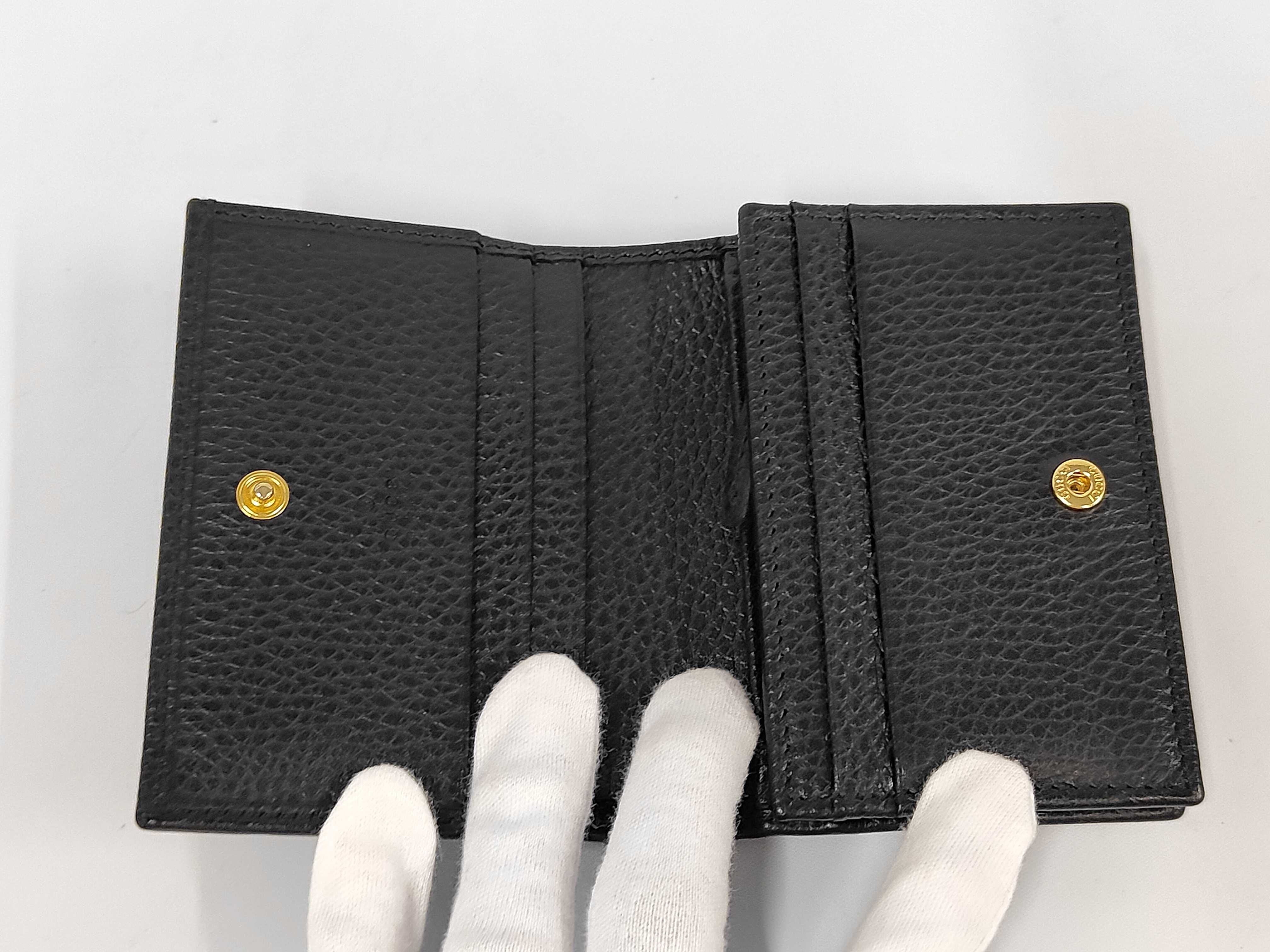 GG Marmont Leather Folding Wallet, Black — view 7