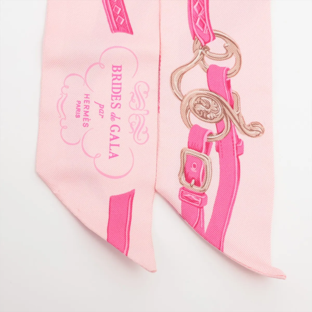 Twilly Brides de Gala Bayadere scarf, silk, pink. Shows signs of wear, — view 2