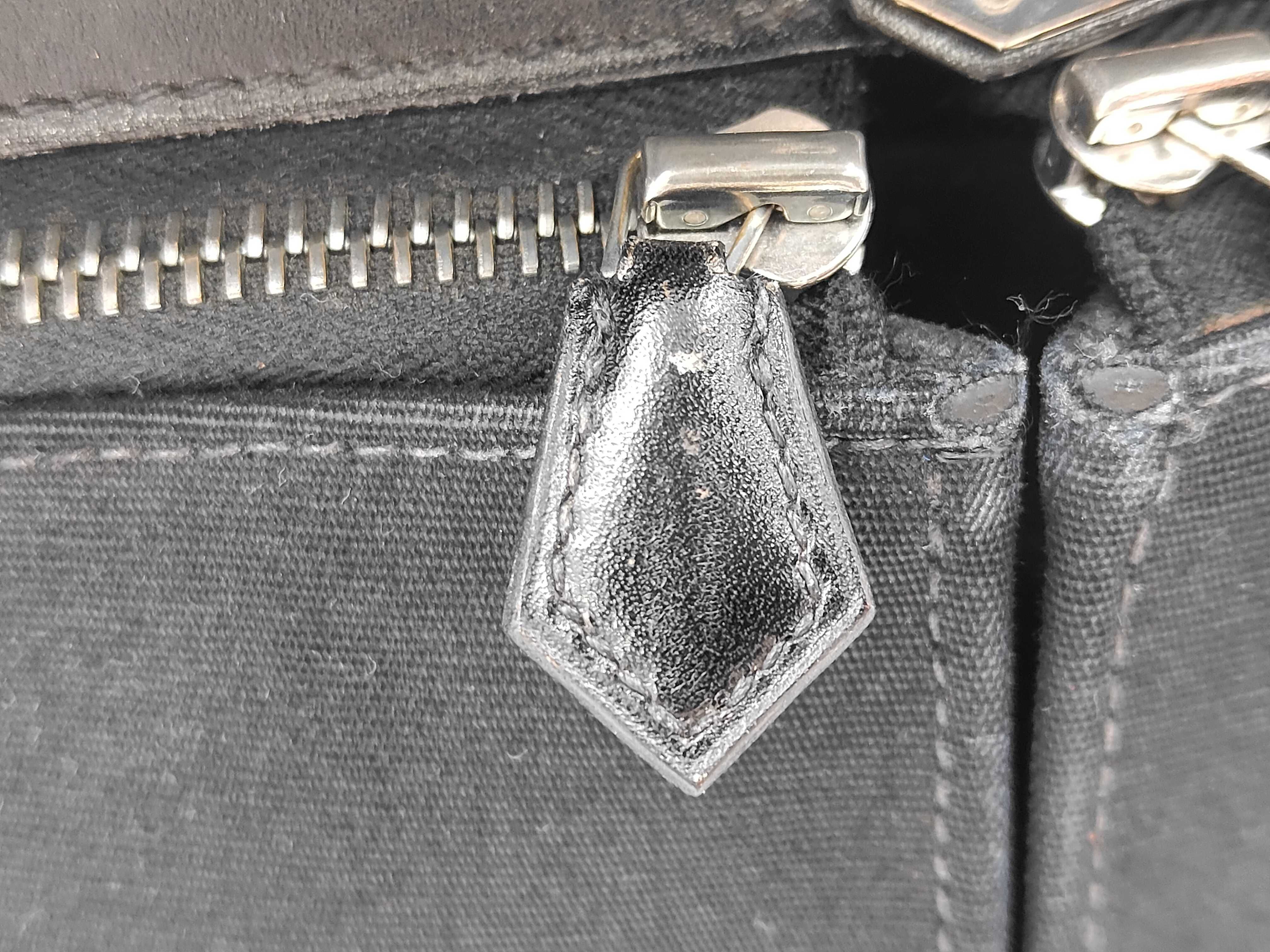 Kelly Laqui 40 Box Calf x Toile Black Silver Hardware H Handbag — view 14