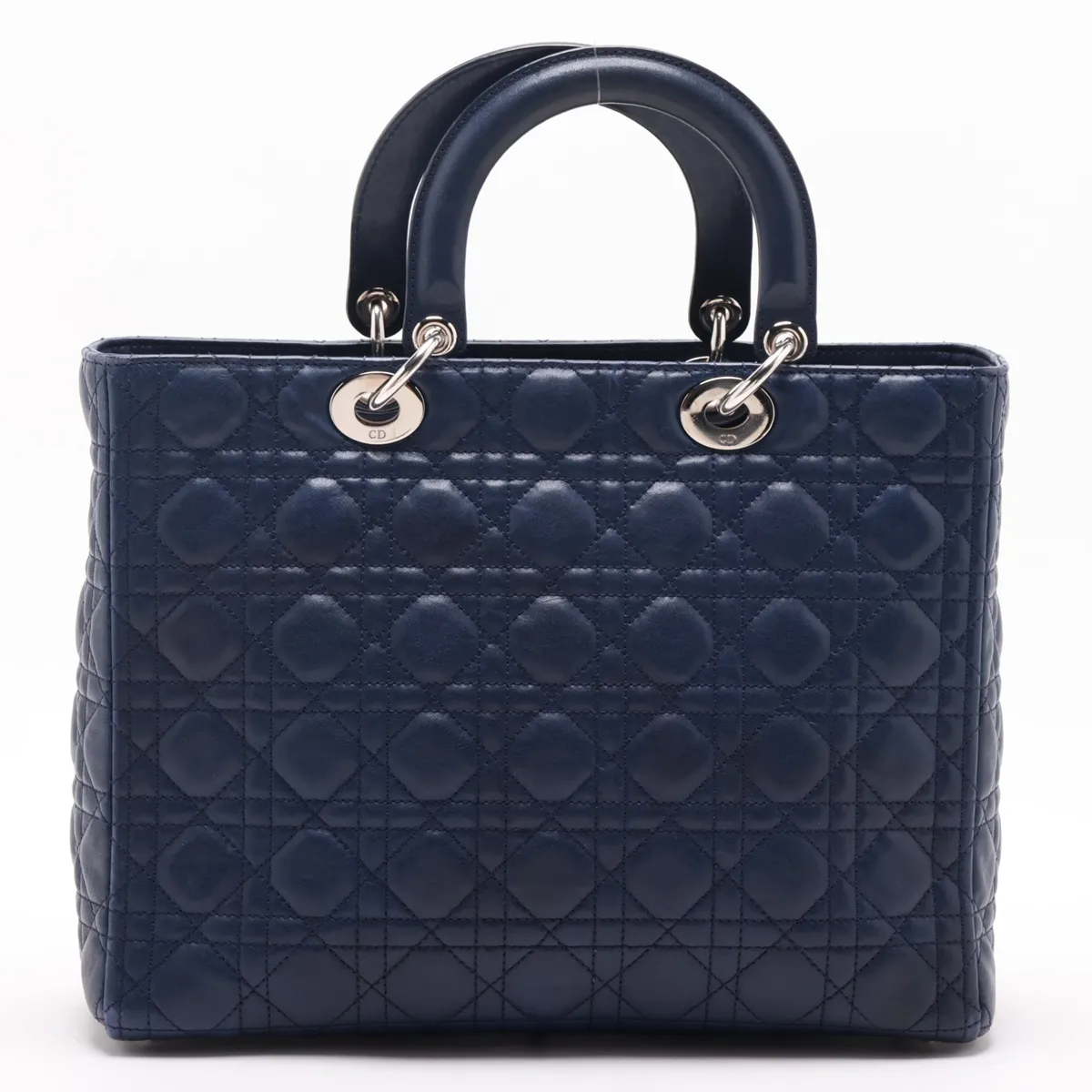 Cannage Lady Dior Large Leather 2-Way Handbag, Navy — view 2